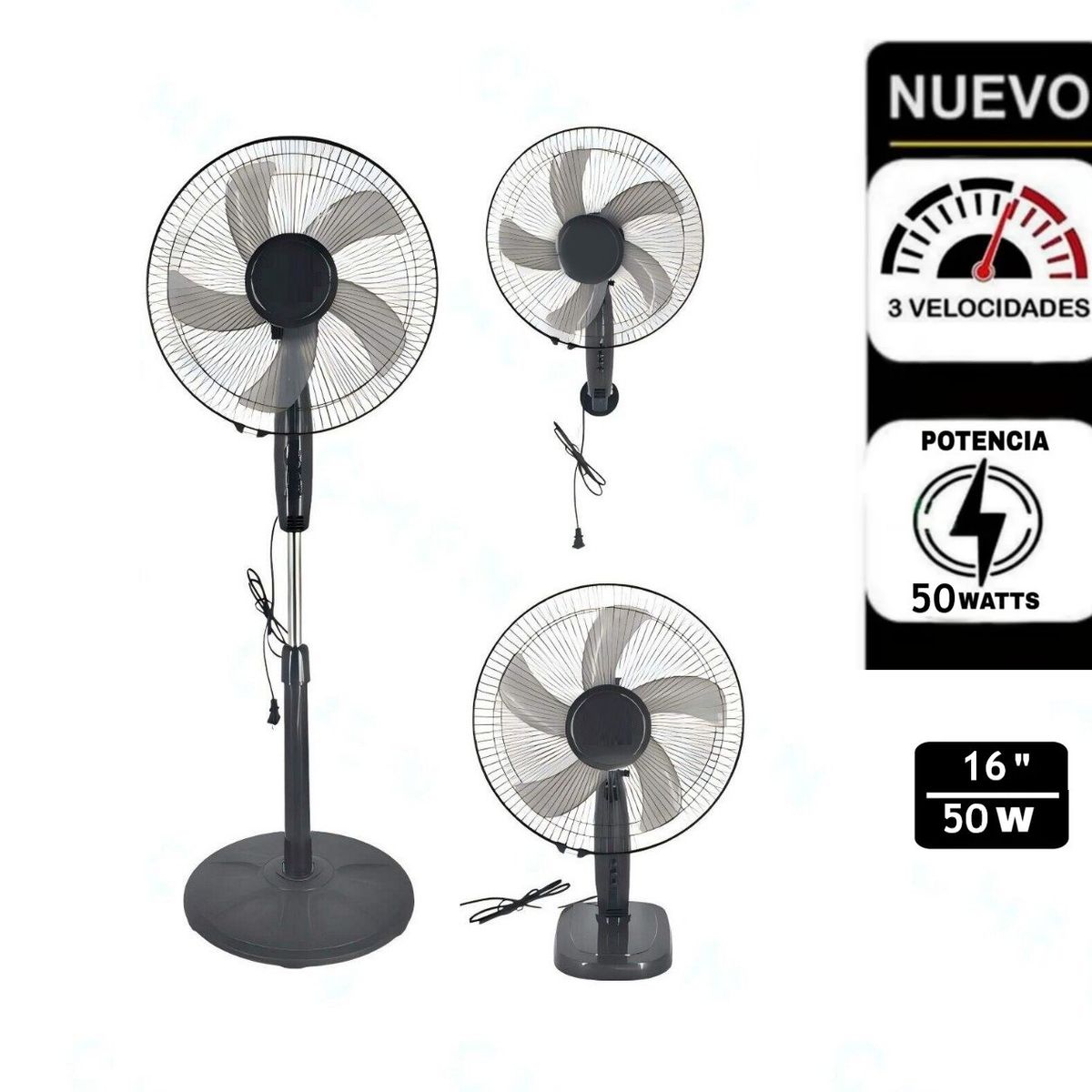 GENERICO - Ventilador 3 en 1 Pared y Mesa 16"  Pulgadas 50W Modelo 2026