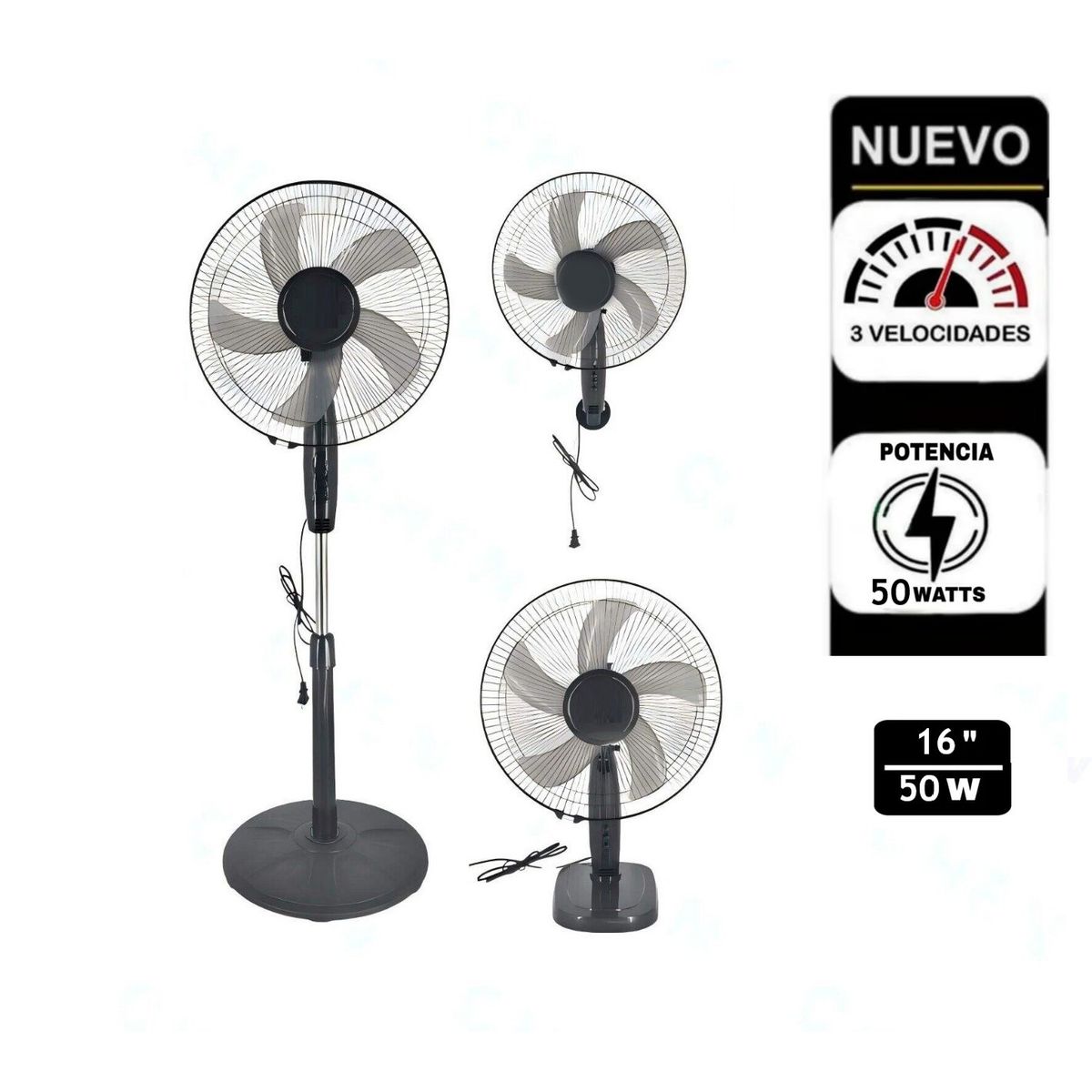 GENERICO - Ventilador 3 en 1 Pared y Mesa 16"  Pulgadas 50W Modelo 2026