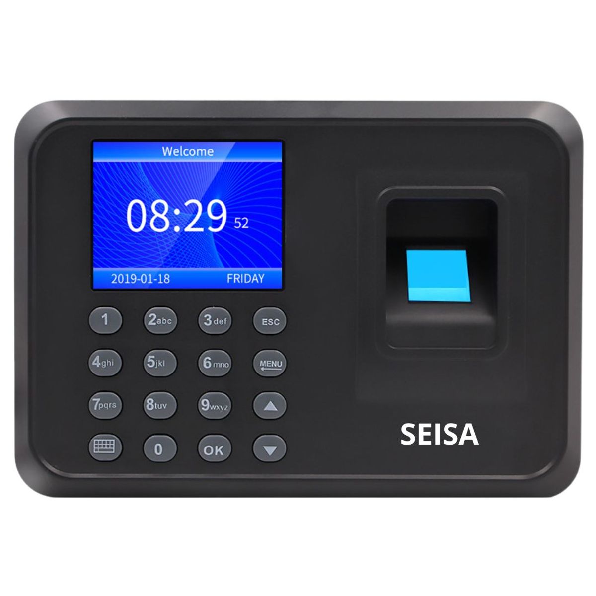 SEISA - Reloj Biométrico de Asistencia SEISA con Huella Digital Pantalla LCD y USB para Descarga