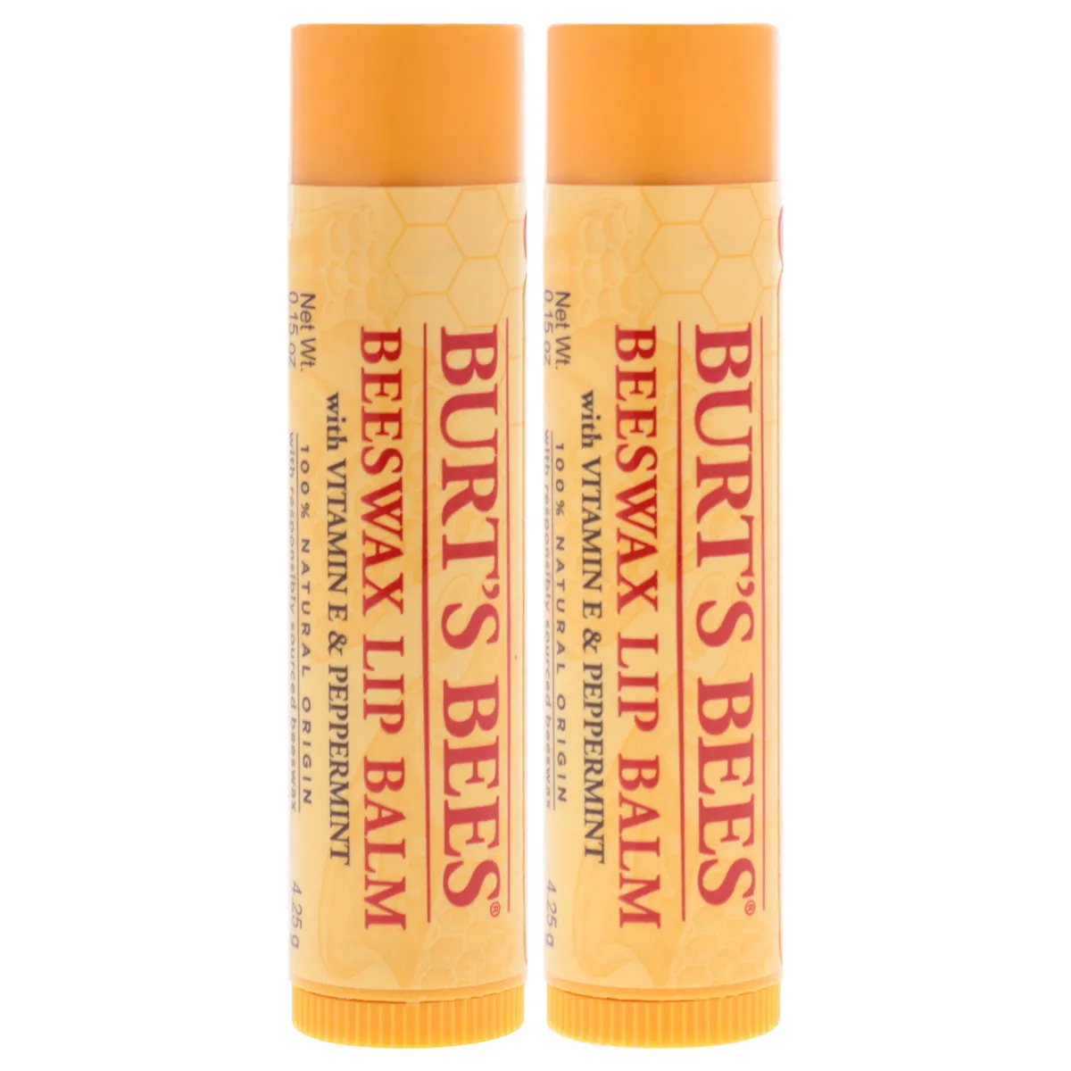 BURTS BEES - Bálsamo labial con cera de abejas, paquete doble, 9 ml, Burts Bees