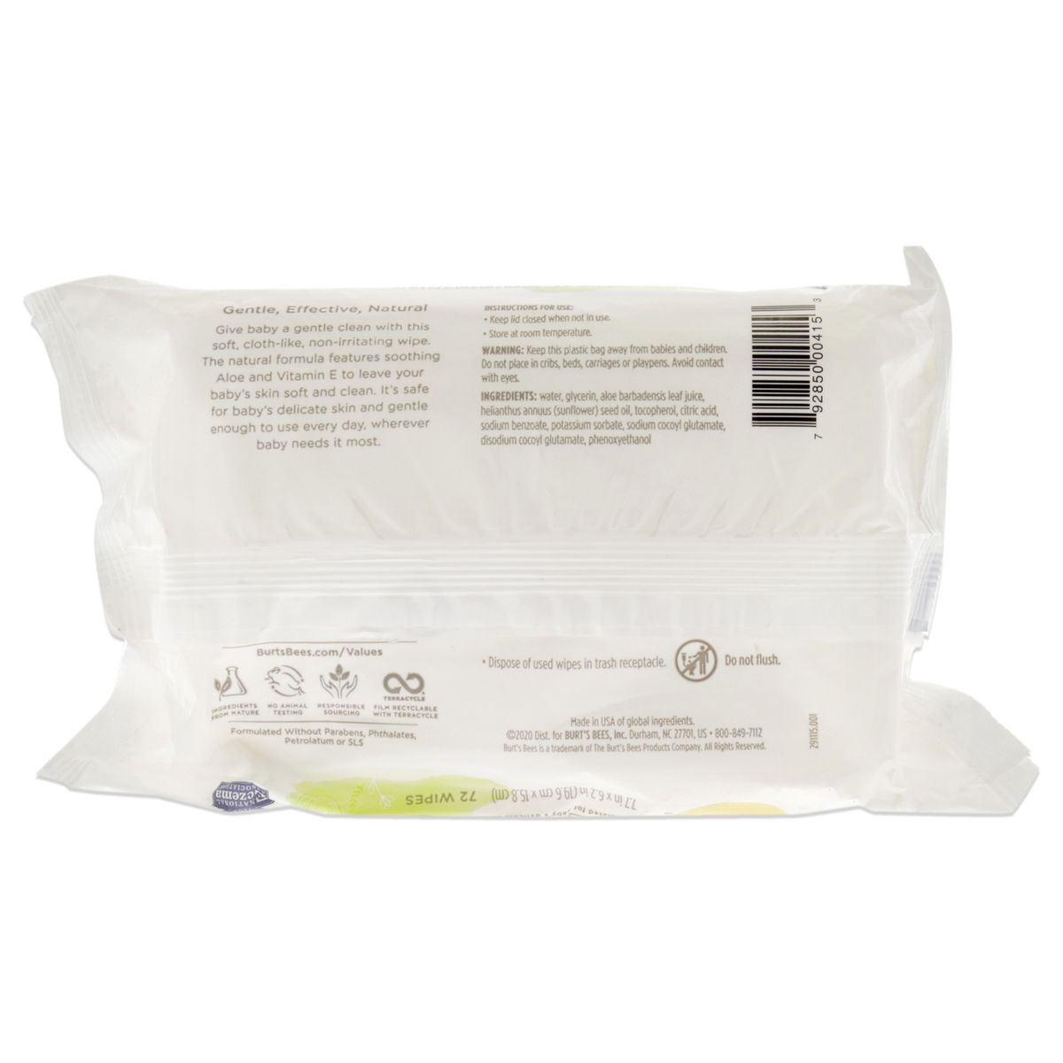 BURTS BEES - Toallitas para abejas bebé 72 piezas Burts Bees