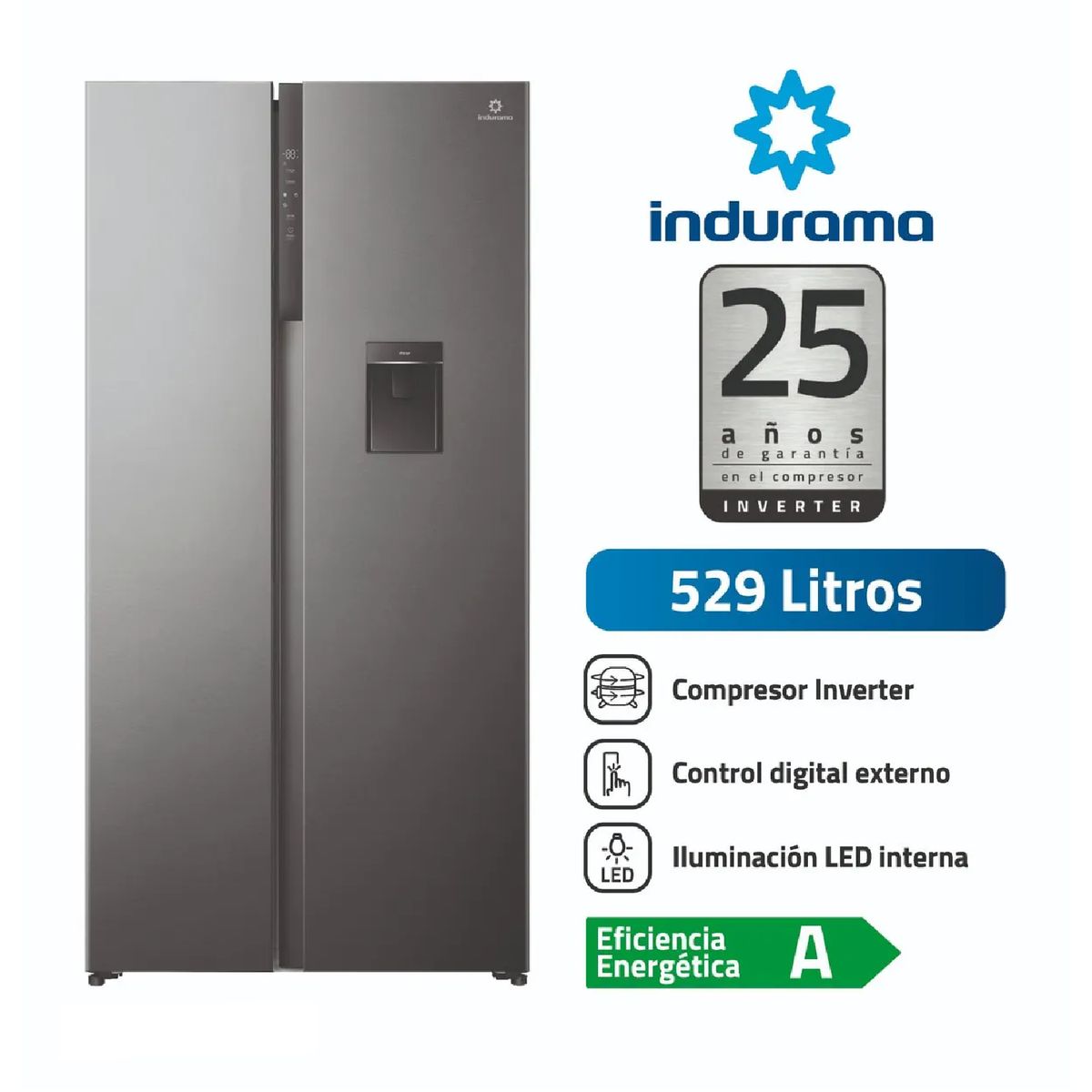Refrigeradora Indurama RI-795DI Side by Side 529L  Croma, marca INDURAMA - Foto Principal