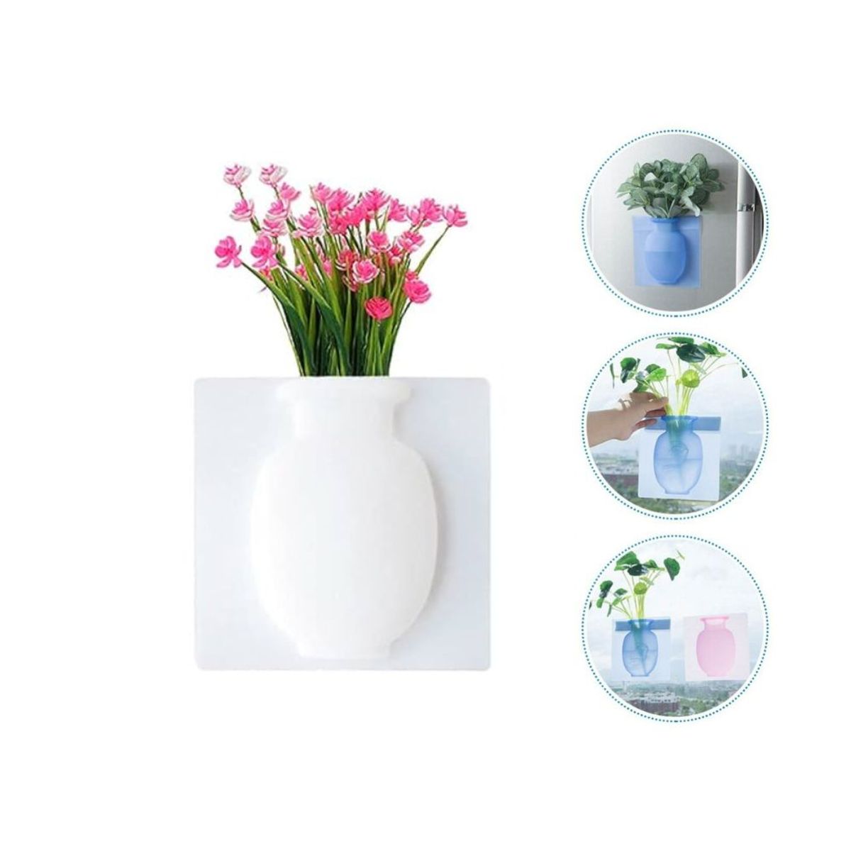 GENERICO - Florero Adherible Silicona 1 Unidad Reutilizable Sin Dañar Paredes