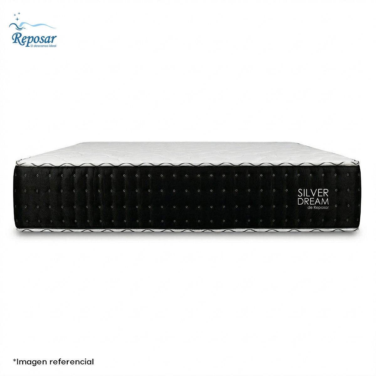 REPOSAR EL DESCANSO IDEAL - Colchón Silver Dream Queen Size Superortopedico Negro - 1 almohada en Regalo