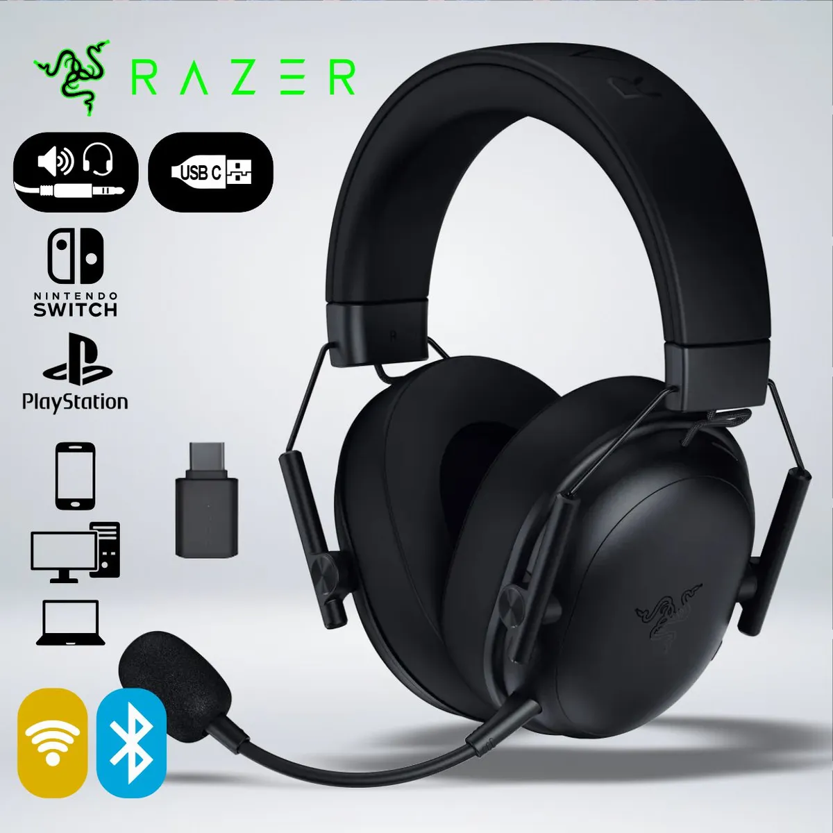 RAZER - AUDIFONO GAMER BLACKSHARK V3 X HYPERSPEED eSPORT BLUETOOTH USB-C SONIDO 7.1 HYPERCLEAR