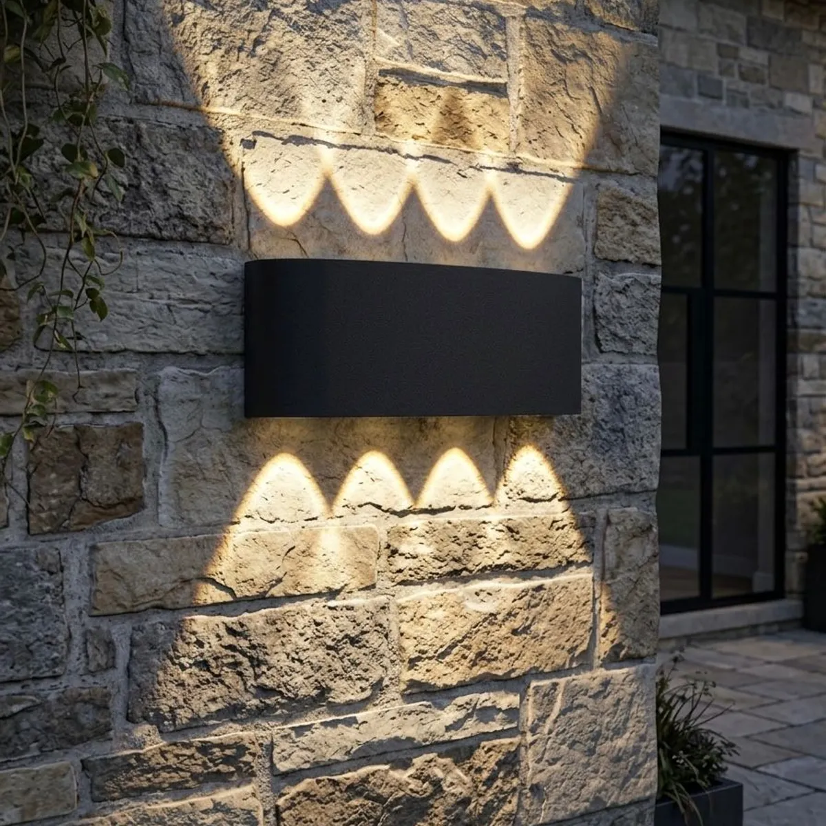 GENERICO - BRAQUETE APLIQUE DE PARED EXTERIOR LED DUAL OVALADO 8W / 8 LEDS LUZ CALIDA - FACIL INSTALACION