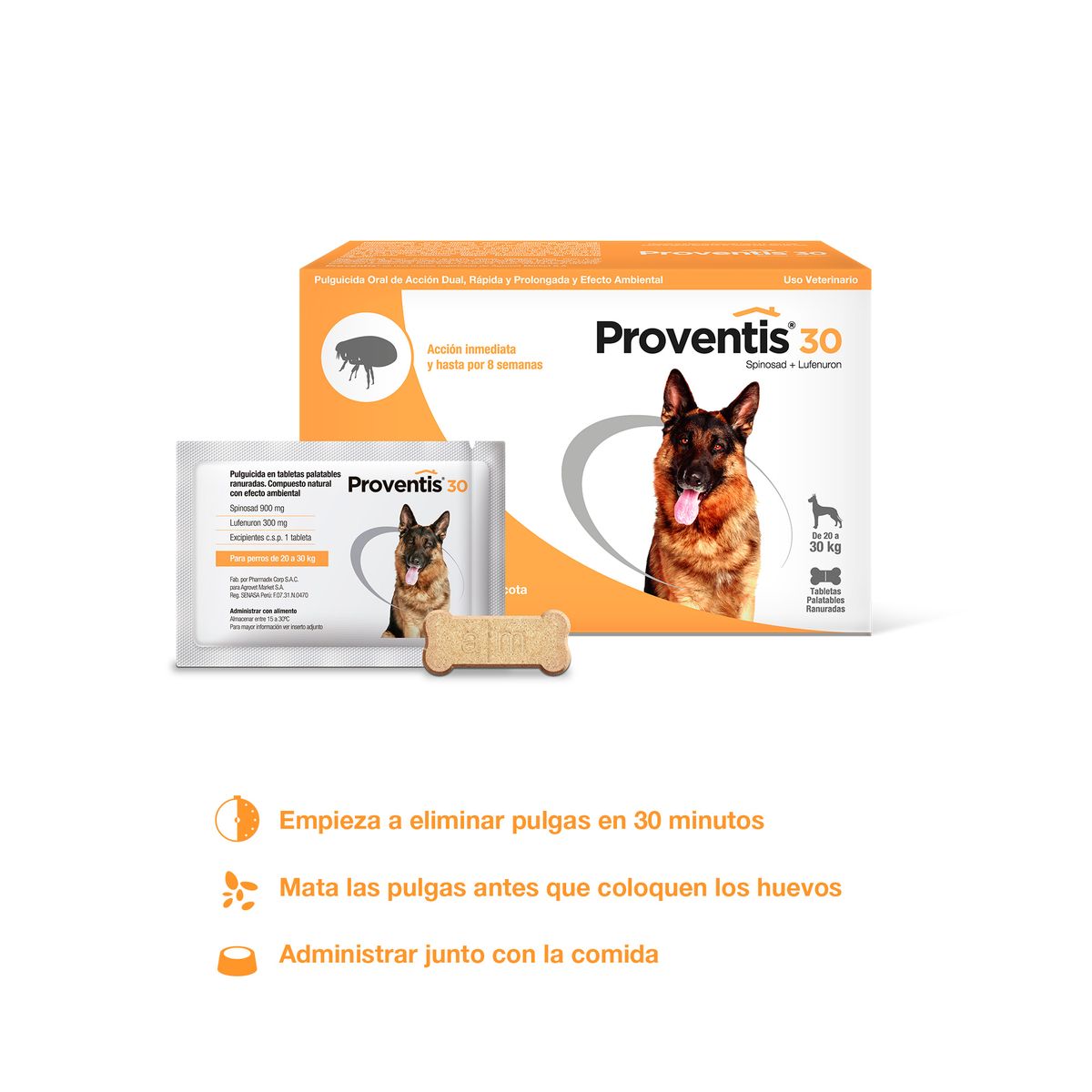 ANTIPULGAS PARA PERROS  PROVENTIS 30 X 6 TABLETAS - VENC 30.09.2026, marca PROVENTIS - Foto 2