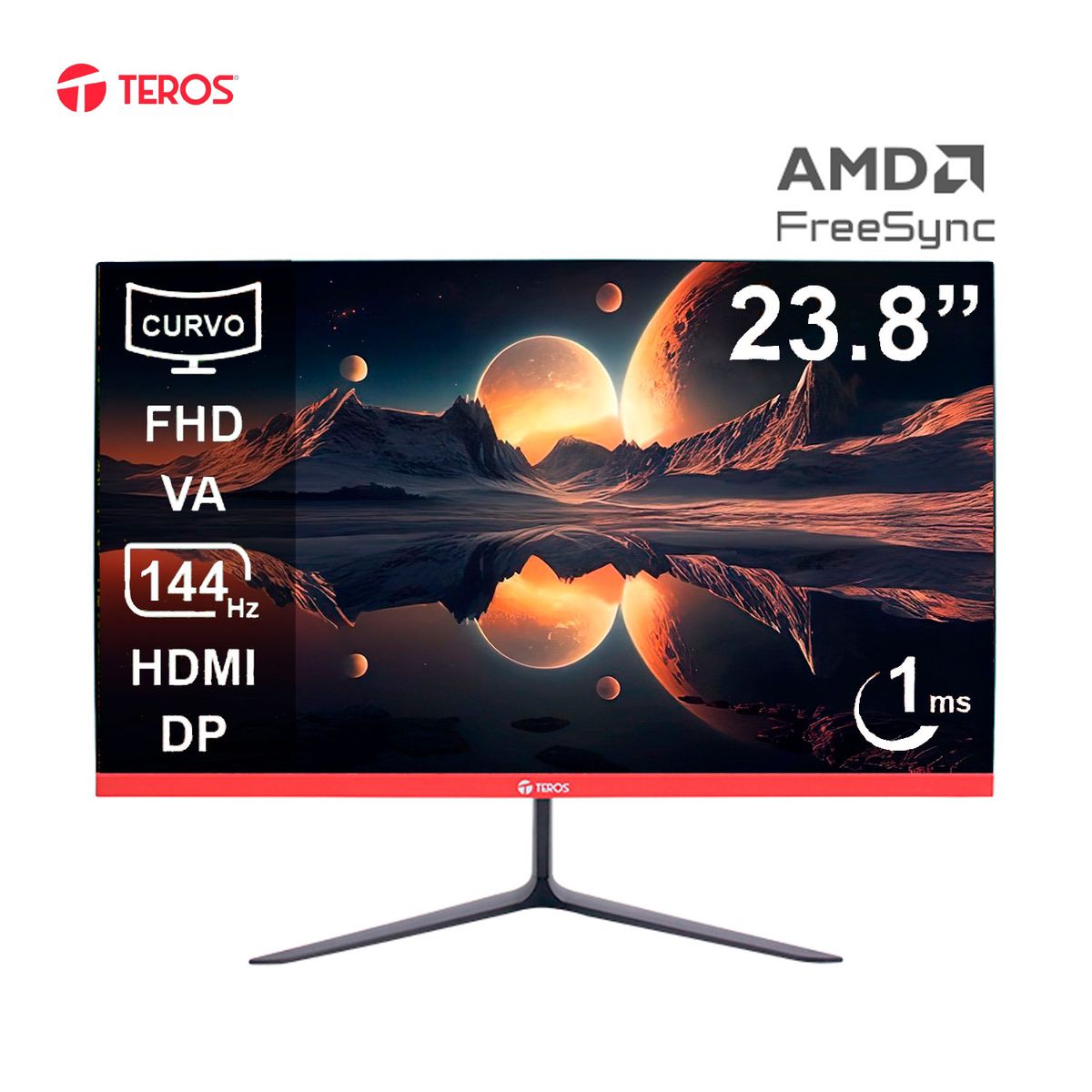 TEROS - Monitor curvo 24 pulgadas 144Hz 1ms VA Full HD Teros TE-2403S HDMI DP