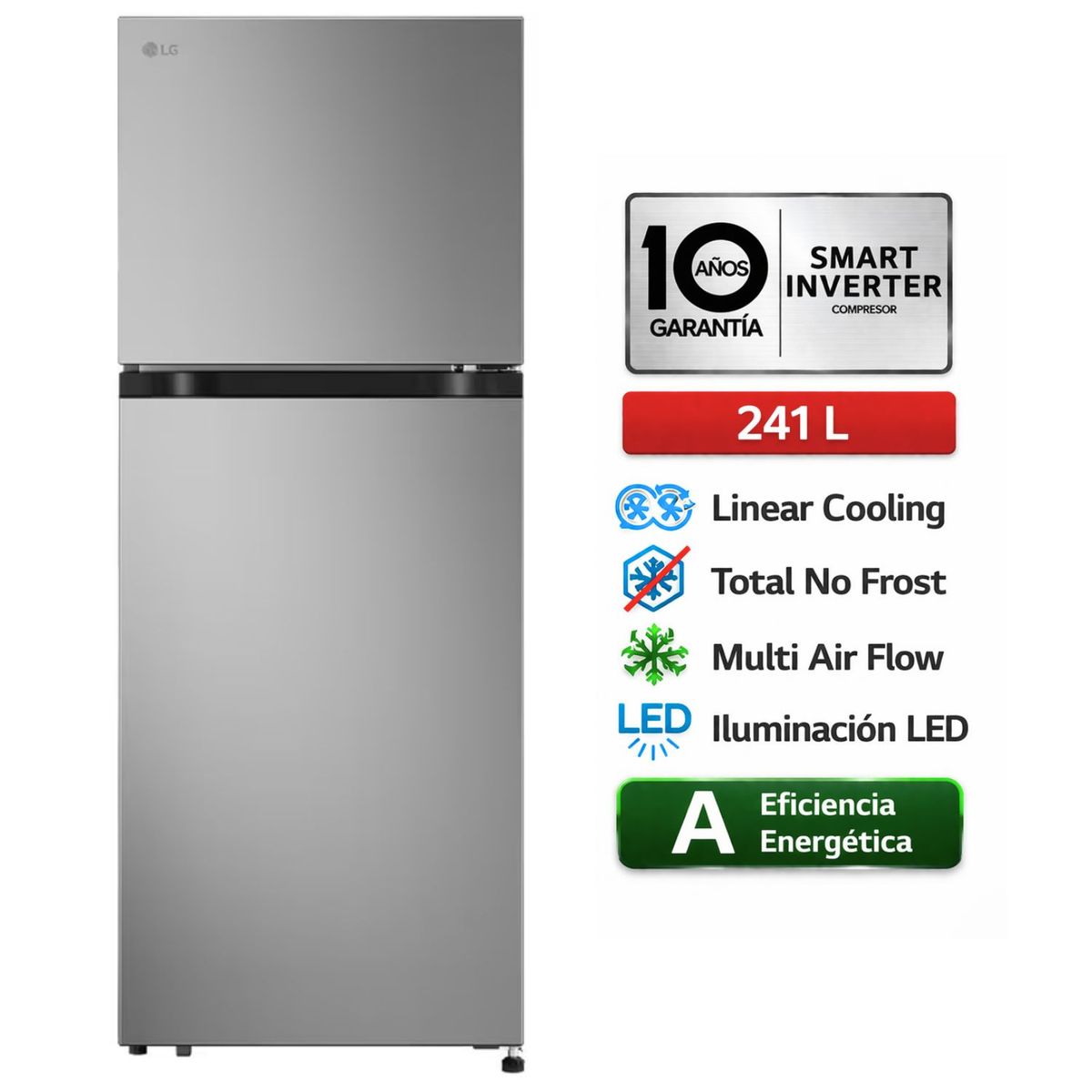 LG - Refrigeradora Lg Vt24bpy Top Freezer 241 litros No Frost Plata