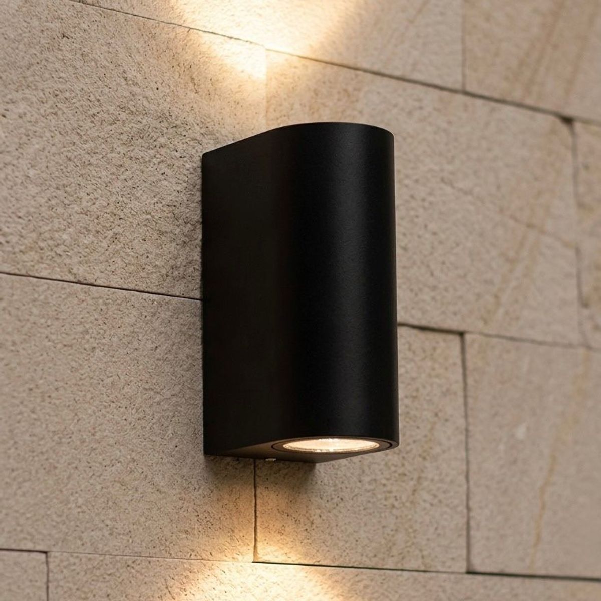 GENERICO - APLIQUE CILINDRO NEGRO DOBLE INCLUYE FOCOS DICROICOS GU10 - FACIL INSTALACION