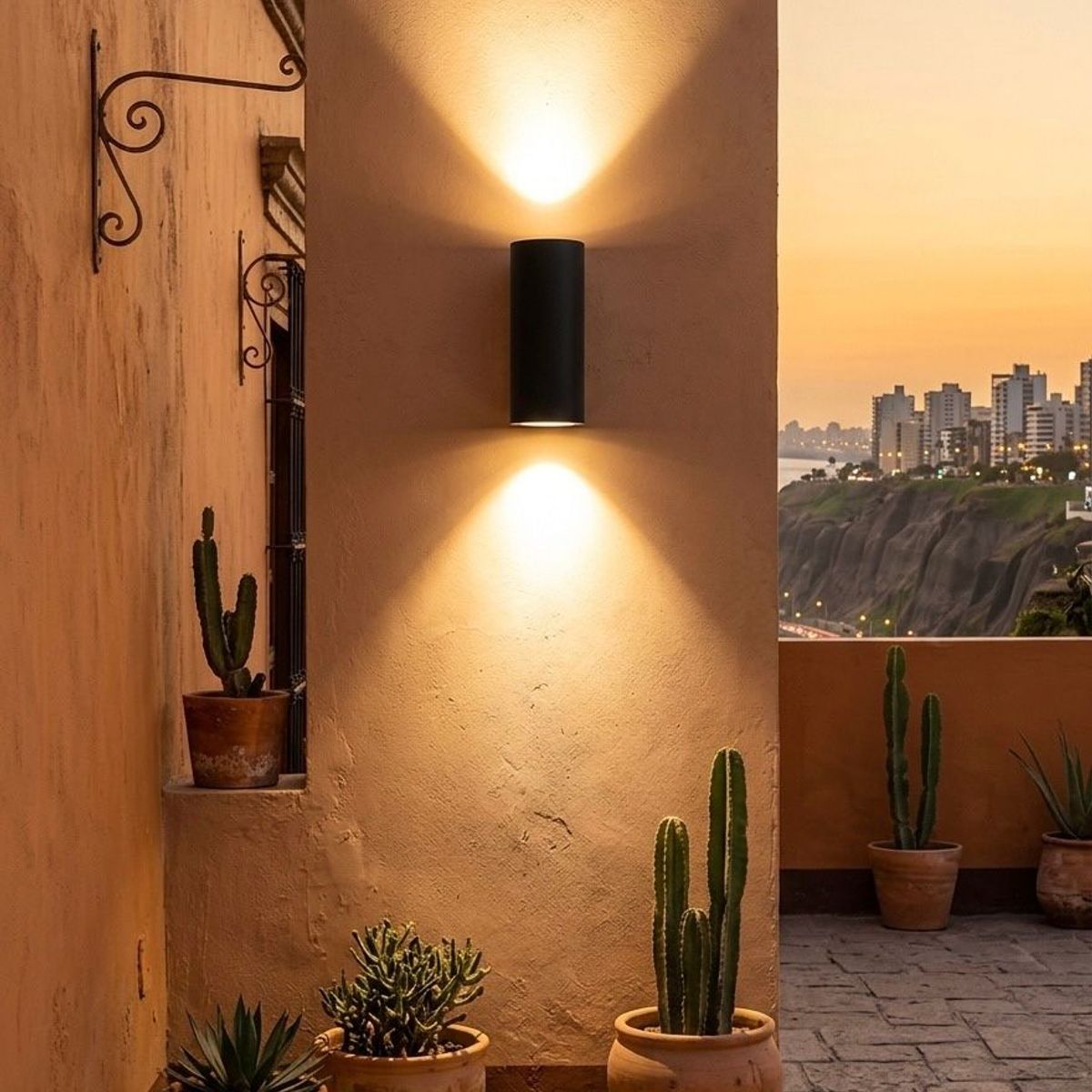 GENERICO - APLIQUE CILINDRO NEGRO DOBLE INCLUYE FOCOS DICROICOS GU10 - FACIL INSTALACION