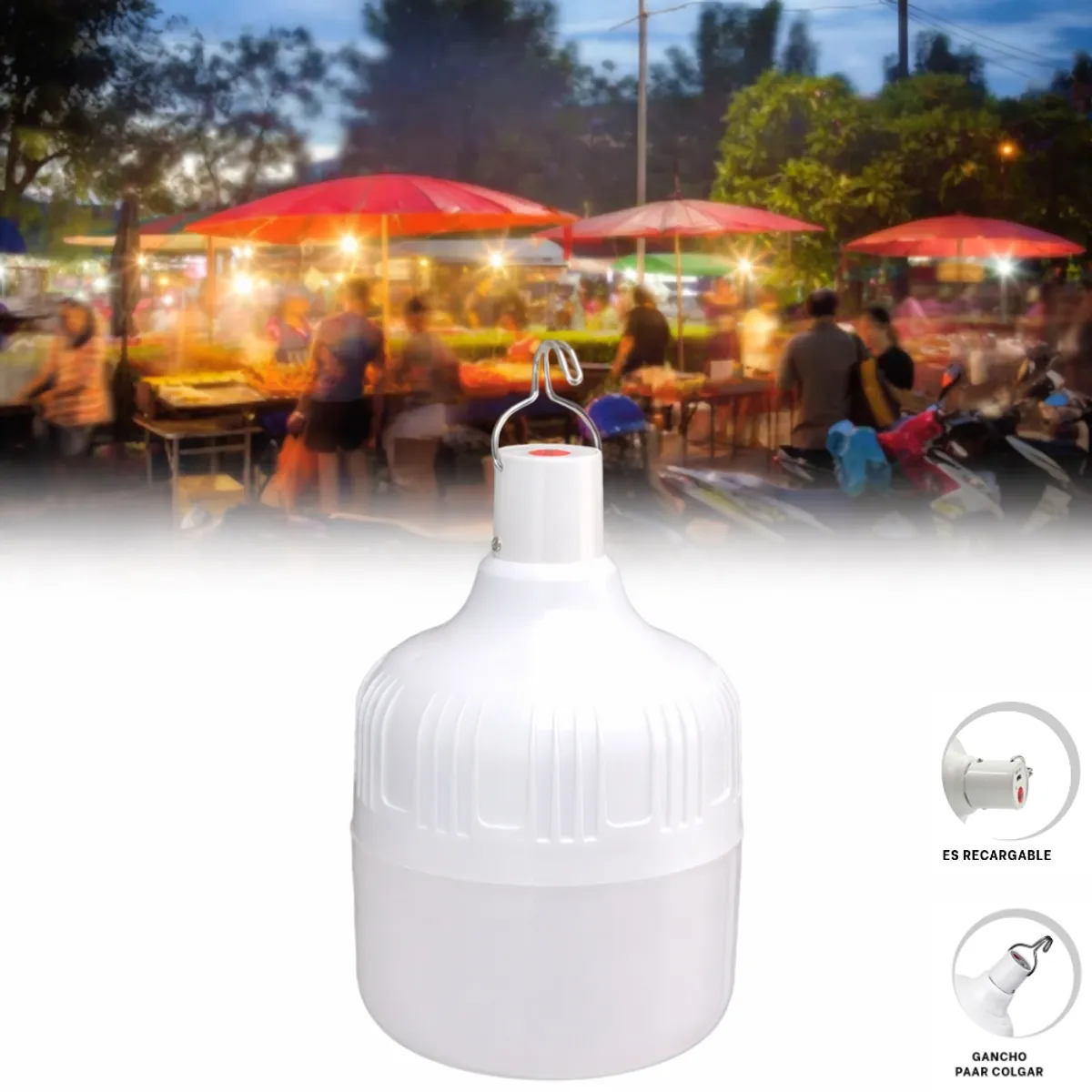 Foco bombilla lámpara Led portátil recargable, marca INSPIRA MARKET - Foto Principal