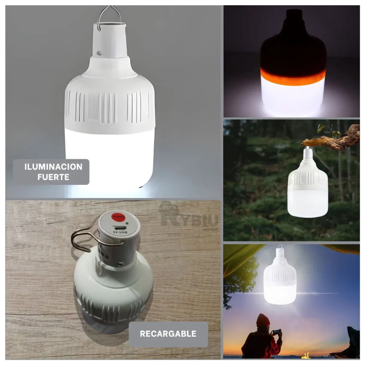 Foco bombilla lámpara Led portátil recargable, marca INSPIRA MARKET - Foto 2