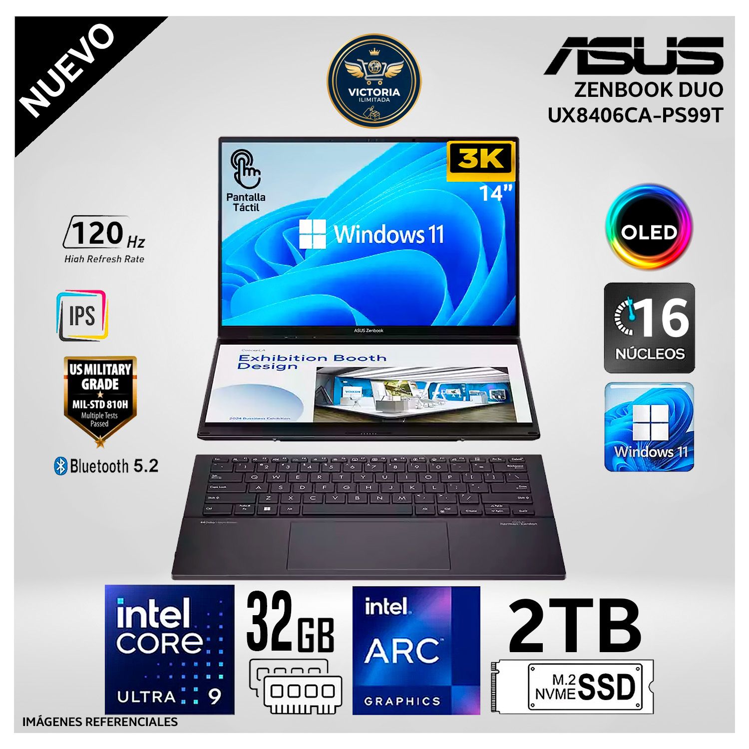 LAPTOP ASUS ZENBOOK DUO UX8406CA-PS99T ULTRA 9-285H  32GB 2TB SSD  14 OLED 120HZ