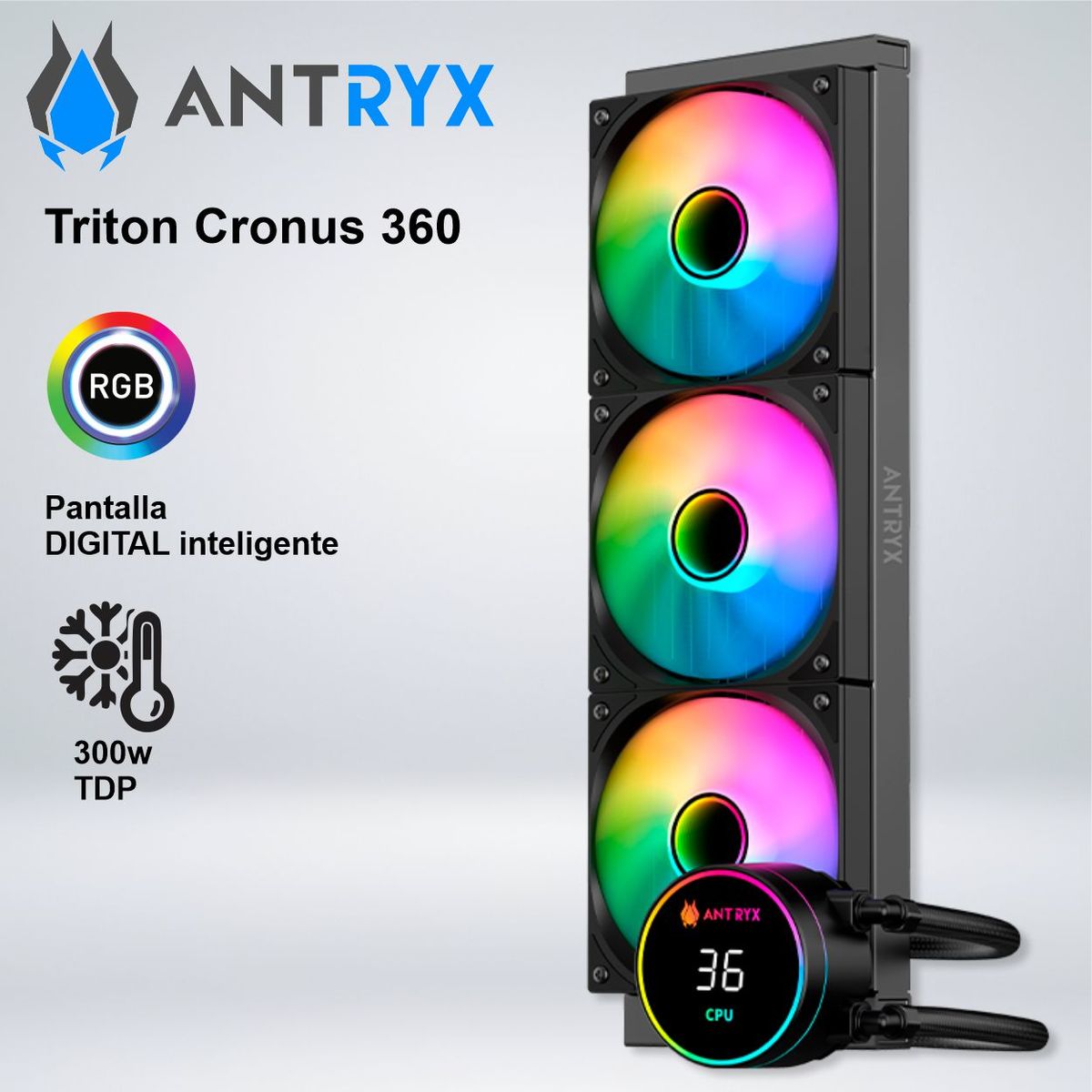 ANTRYX - SISTEMA DE ENFRIAMIENTO LIQUIDO ANTRYX TRITON CRONUS 360 BLACK, ARGB