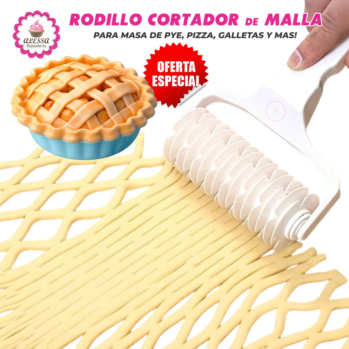 GENERICO - Rodillo Cortador en Malla para Pye Pizza para Repostería