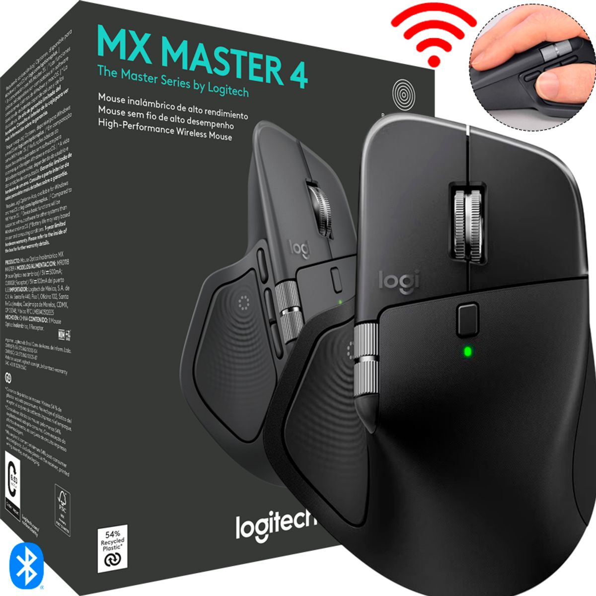 LOGITECH - Mouse Logitech MX Master 4 Inalámbrico USB-C Bolt y Bluetooth Black