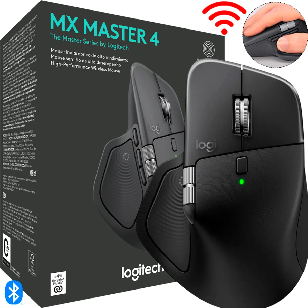 LOGITECH - Mouse Logitech MX Master 4 Inalámbrico USB-C Bolt y Bluetooth Black