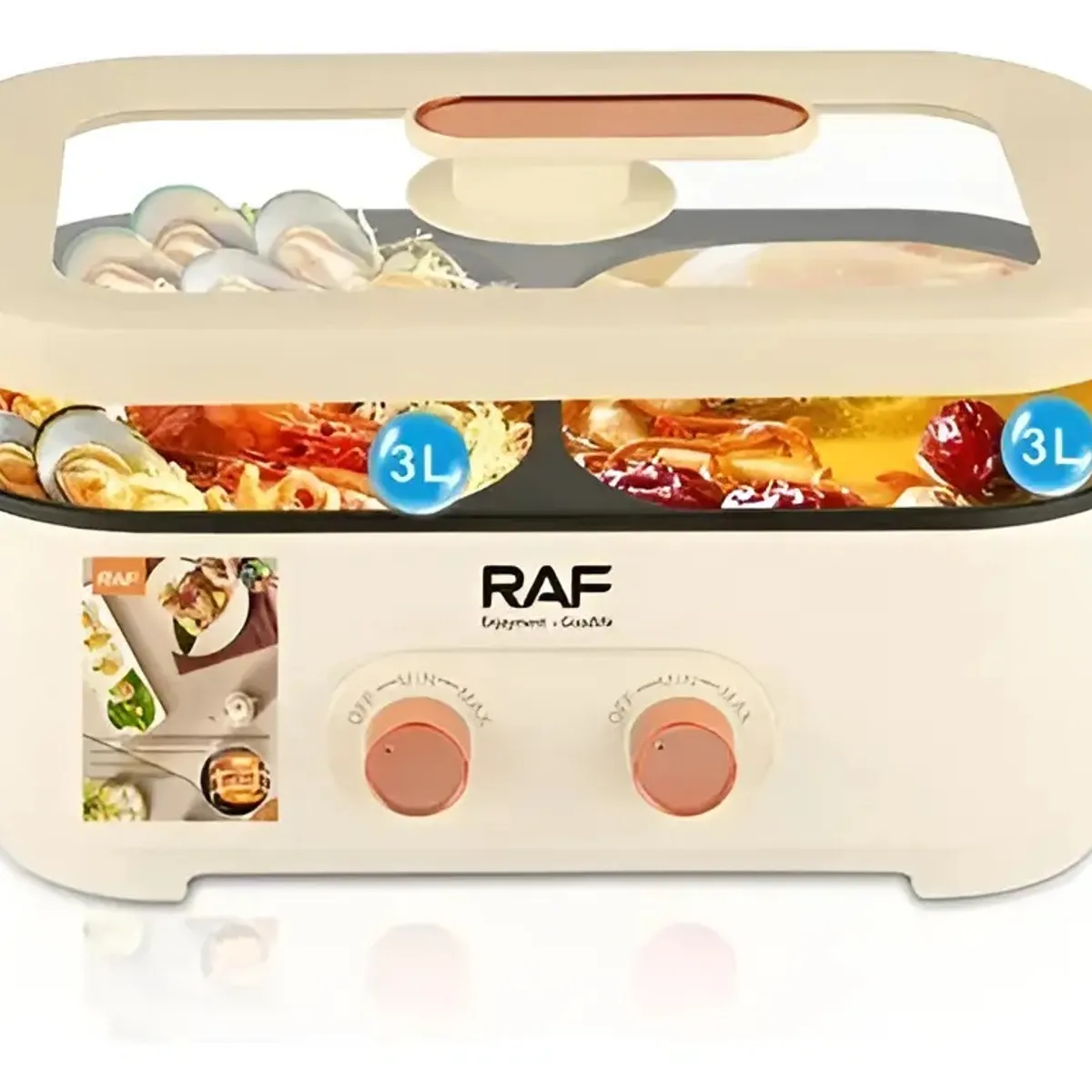 GENERICO - Olla Eléctrica Multifunción RAF con Tapa de Vidrio Control Dual