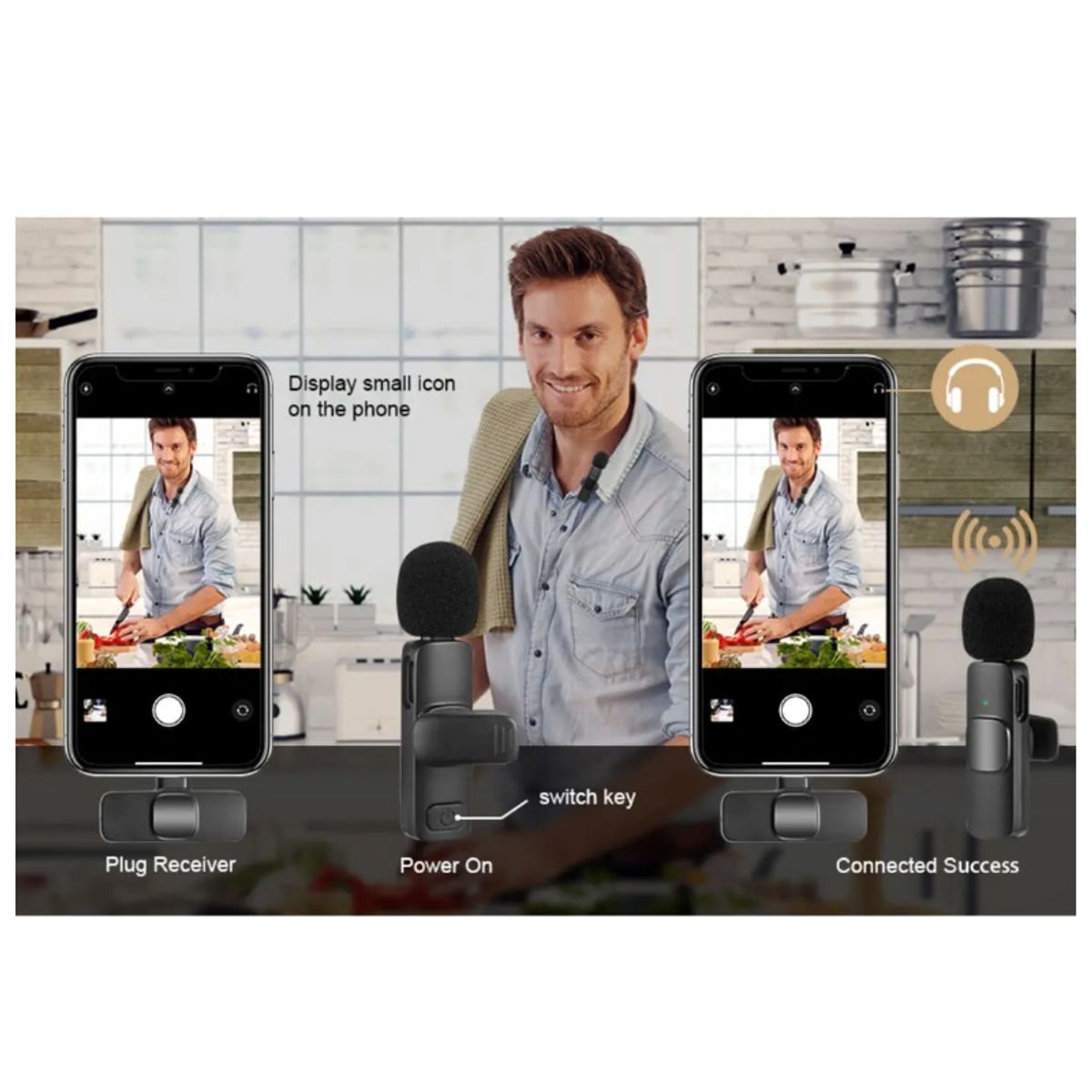 GENERICO - Micrófono Inalámbrico Solapero Recargable Entrada Tipo C Android USB-C