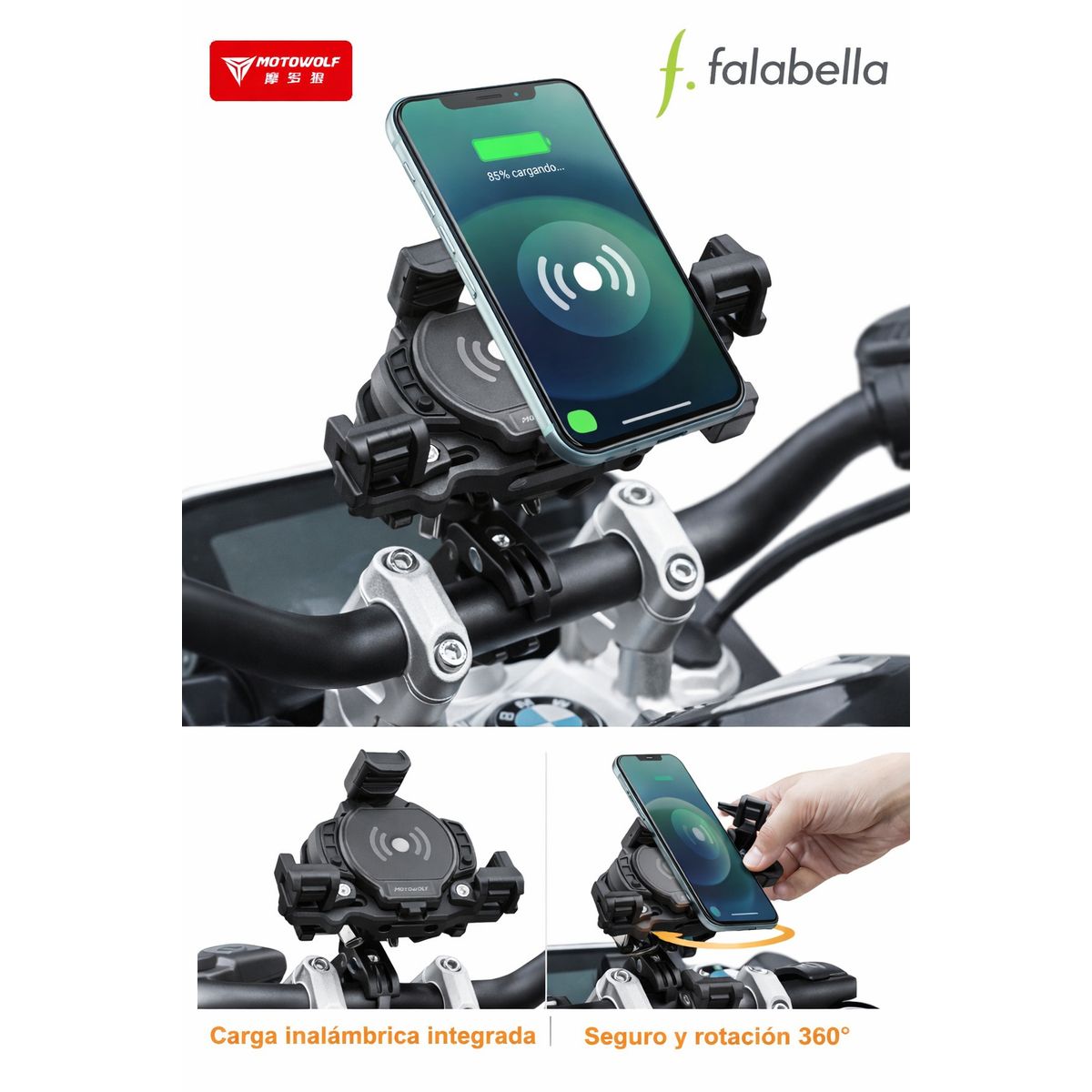 PORTA CELULAR ACTIVIBRACION TIPO PINZA MOTO WOLF, marca GENERICO - Foto Principal