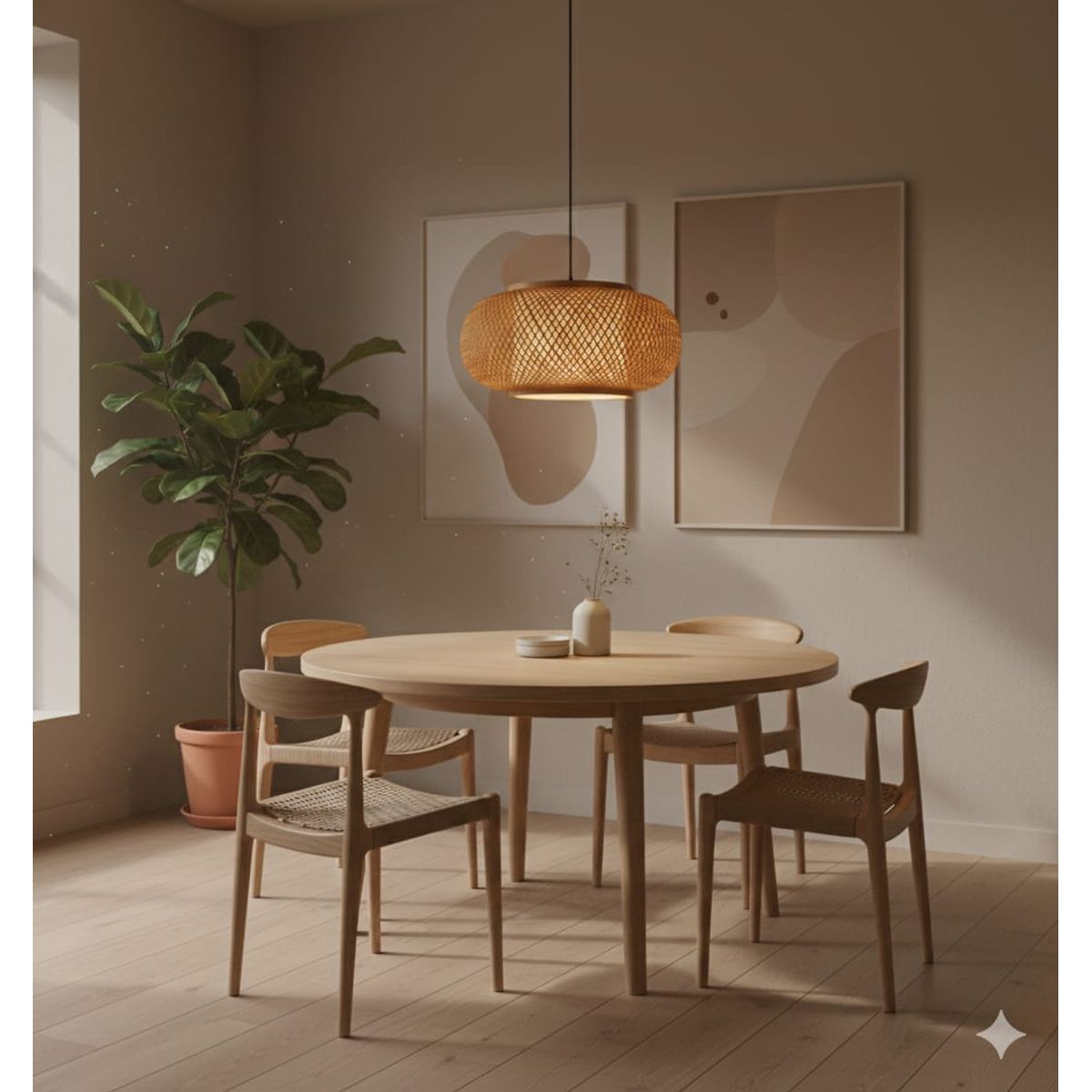 CEMLIGHTING - LAMPARA COLGANTE RUSTICA  ARANZA E27 BAMBU