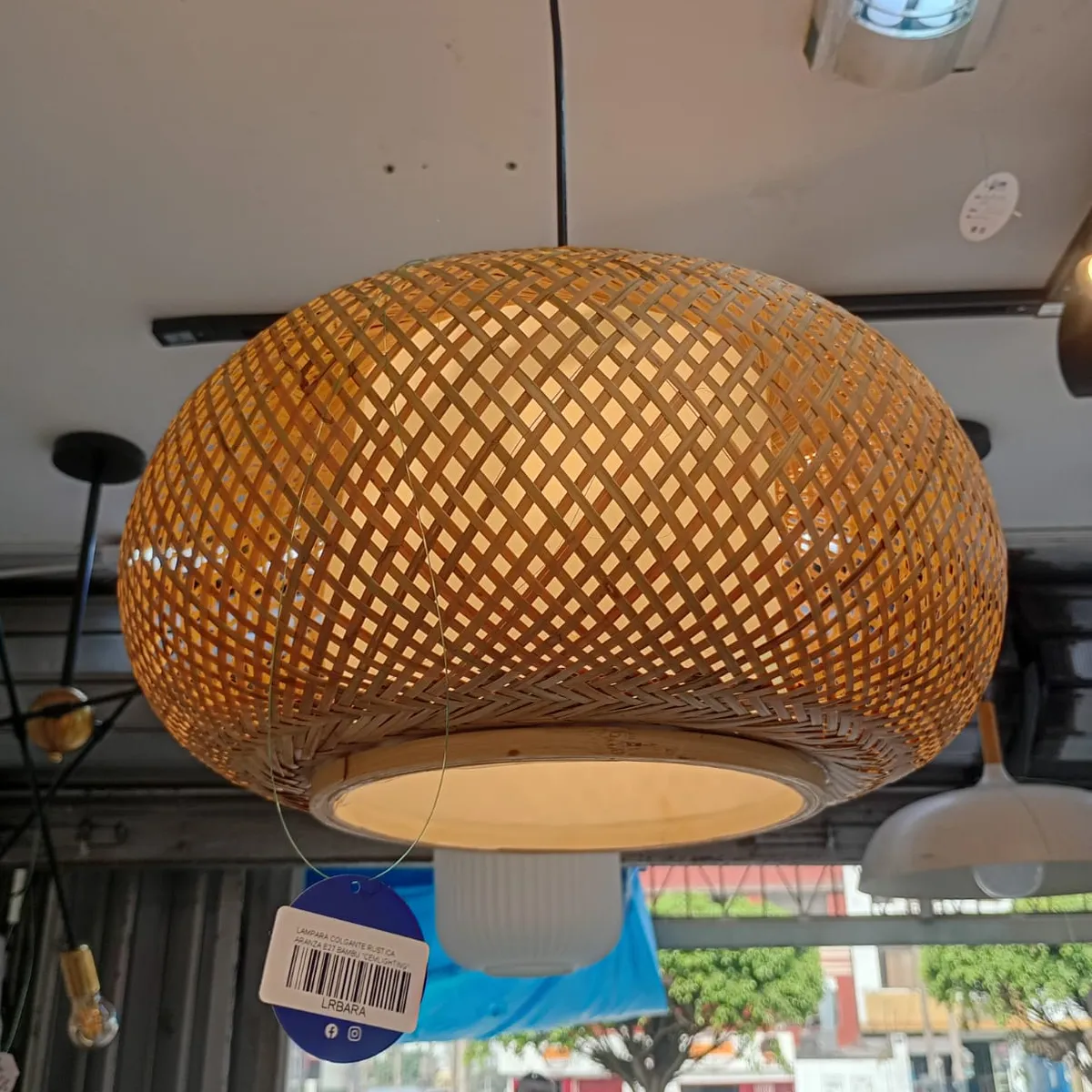CEMLIGHTING - LAMPARA COLGANTE RUSTICA  ARANZA E27 BAMBU