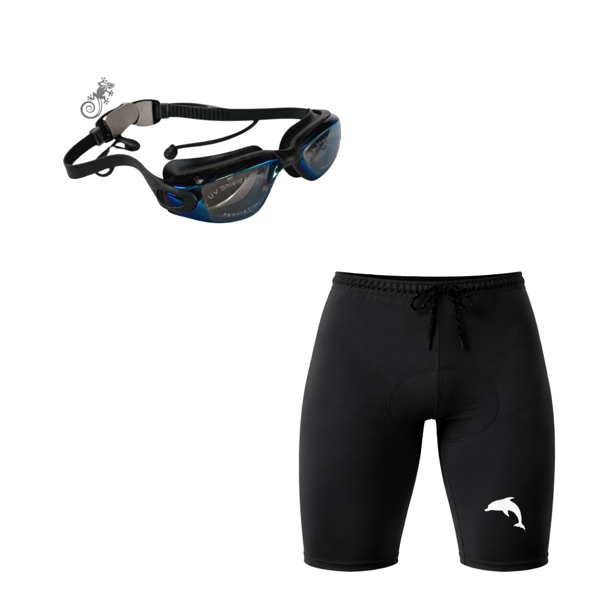 AQUA&MODA - PACK SHORT DE NATACION DELFÍN1 Y LENTES DE NATACIÓN NEGRO POLARIZADOS CON PROTECCION UV SNLAQLD1LPN