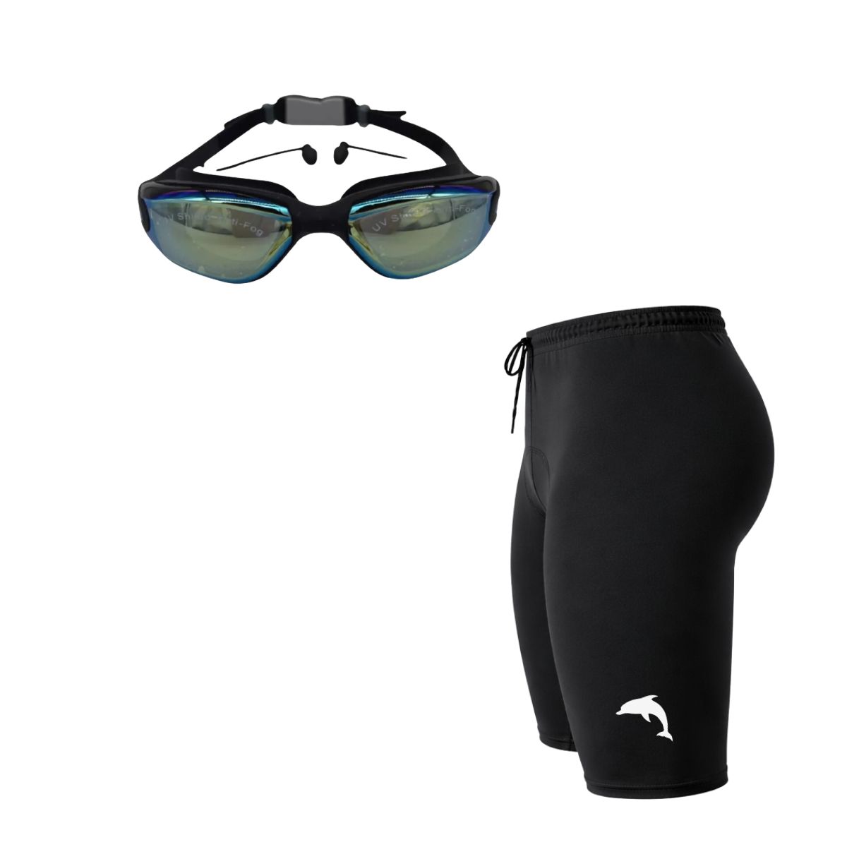 AQUA&MODA - PACK SHORT DE NATACION DELFÍN1 Y LENTES DE NATACIÓN NEGRO POLARIZADOS CON PROTECCION UV SNLAQLD1LPN