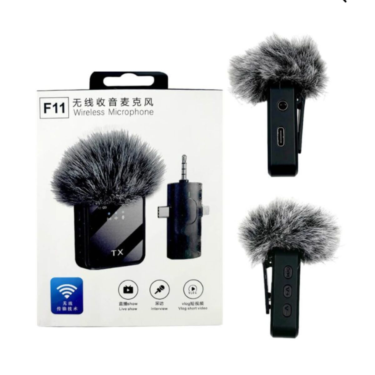GENERICO - Micrófono Solapero Inalámbrico F11-2 Dual Para Celular