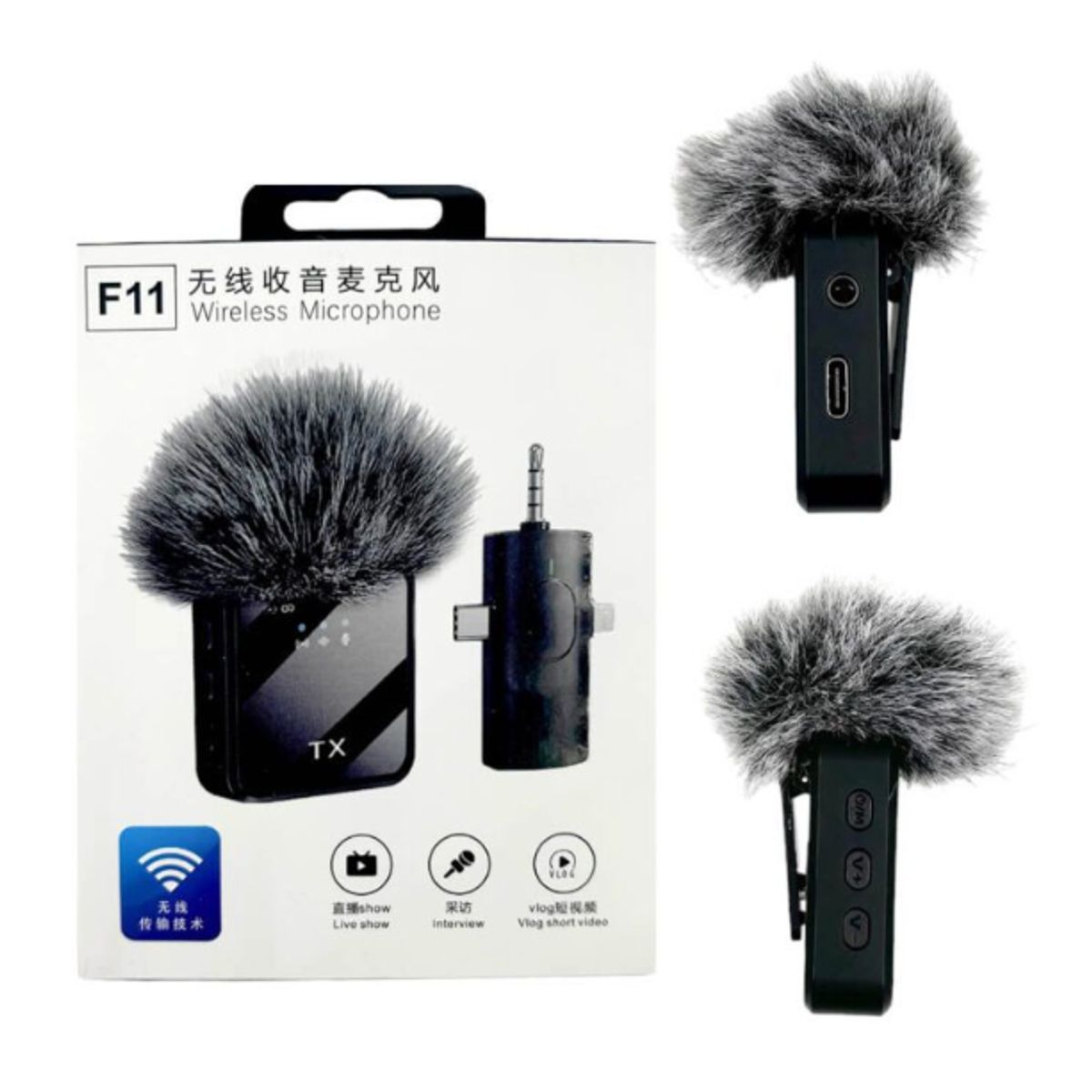 GENERICO - Micrófono Solapero F11-2 Dual Audio Profesional Para Videos y Clases