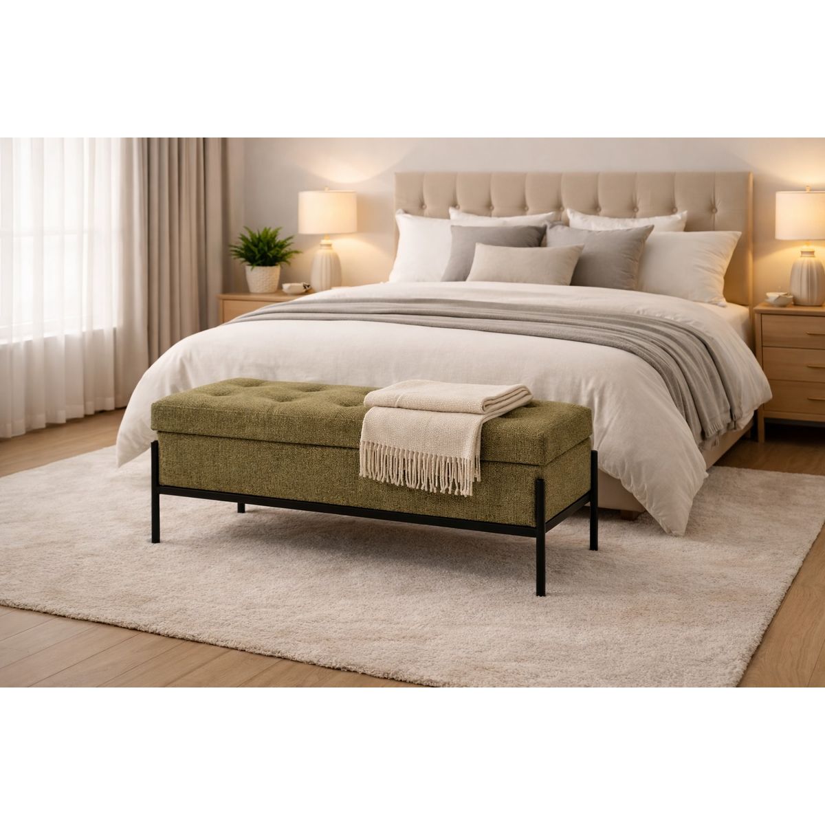 ARTSOFA - Banqueta Liora Atelier Verde Olivo Antifluido + Obsequio