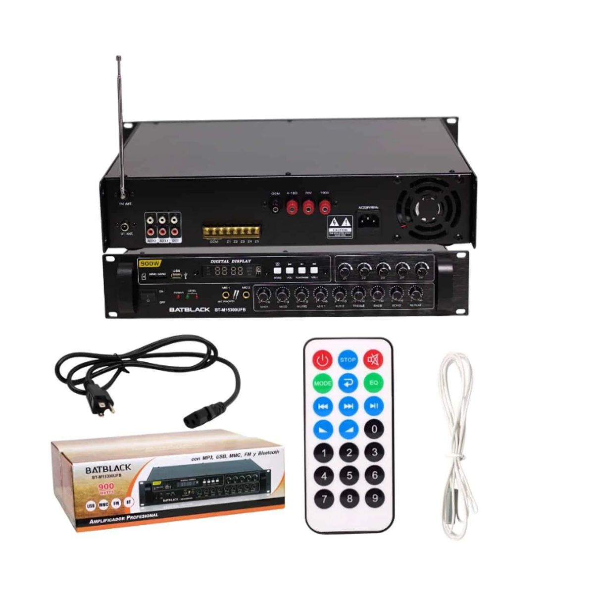 BATBLACK - Amplificador Profesional 5 Canales 900W BT-M15300UFB BATBLACK