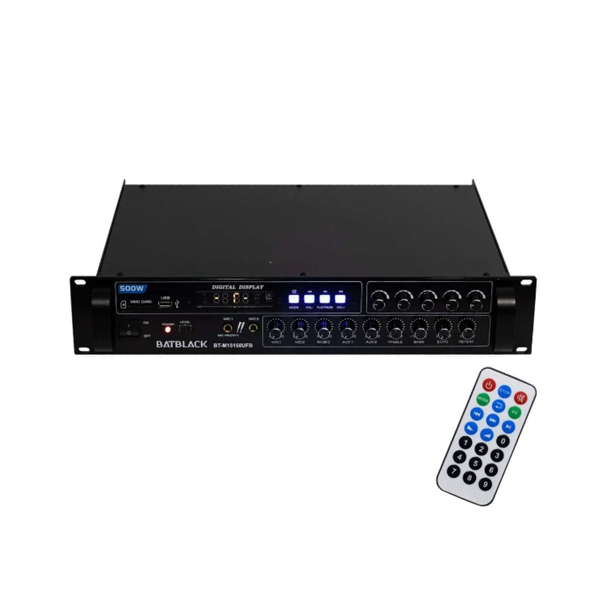BATBLACK - Amplificador Profesional 5 Canales 500W BT-M15150UFB BATBLACK
