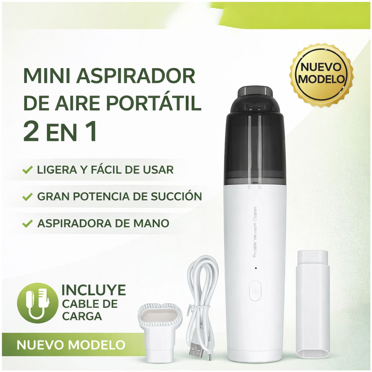 OEM - Mini Aspiradora De Aire Pórtatil 2 En 1 Recargable