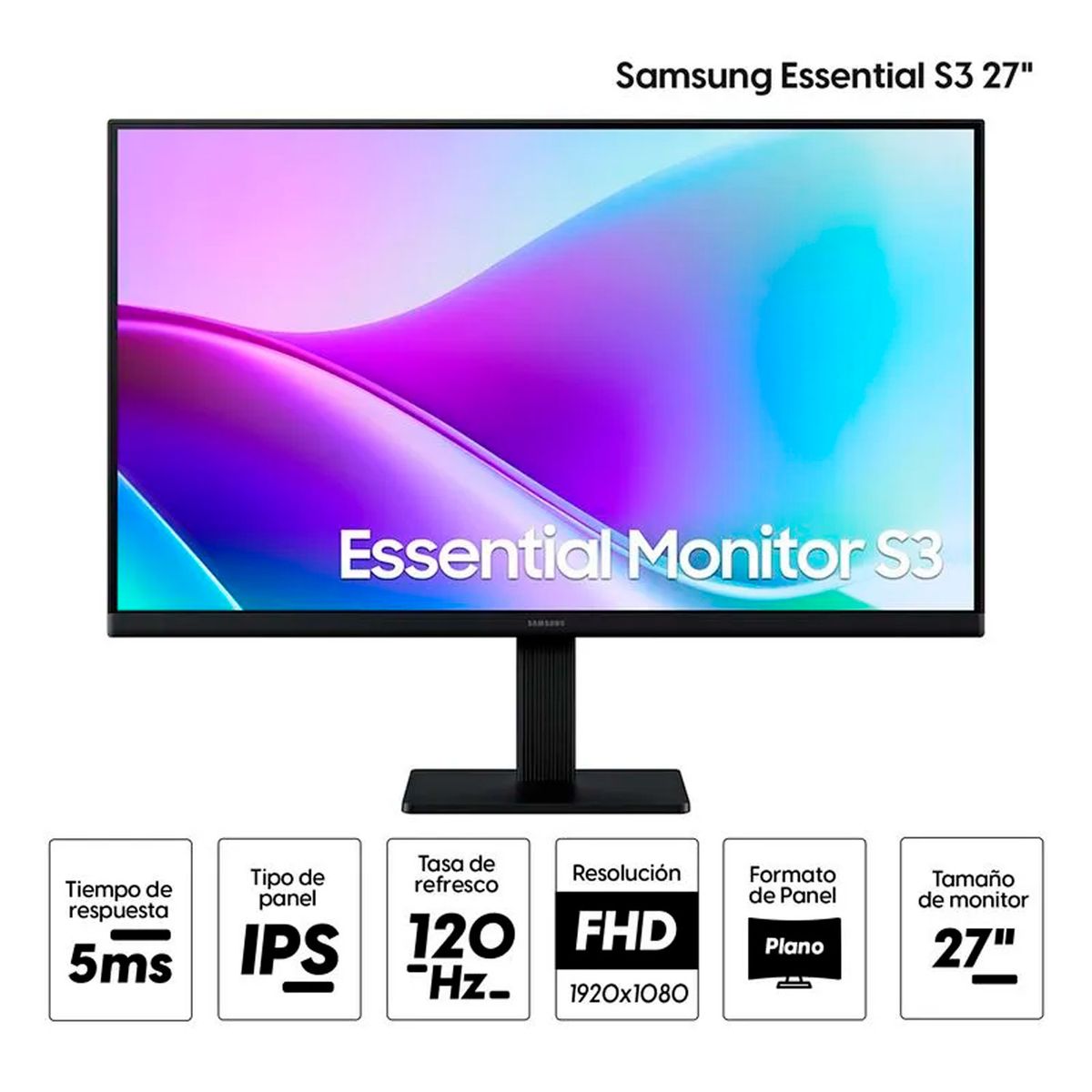 SAMSUNG - Monitor 27 pulgadas IPS Full HD 120Hz HDMI Samsung Essential S3 LS27F320GANXZA
