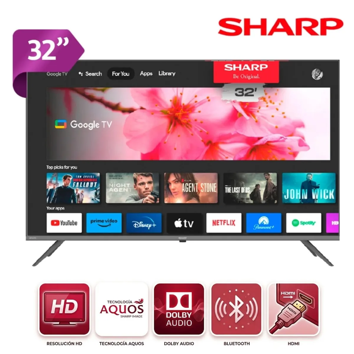 SHARP - Televisor SHARP 2T-C32GF2060L 32 Pulg con Sistema operativo Google TV