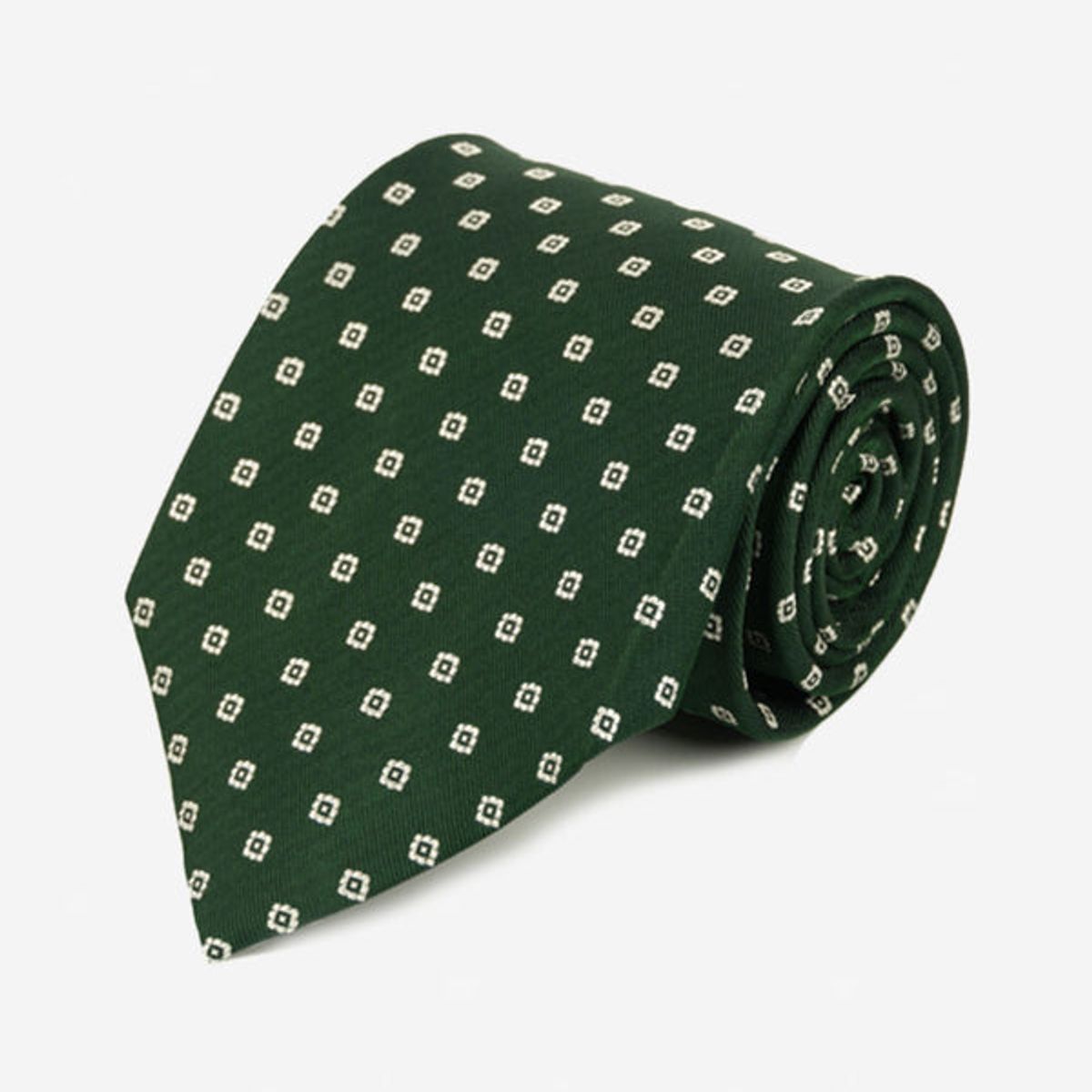 Andrew'S Ties - Corbata Verde con Cuadros Blancos