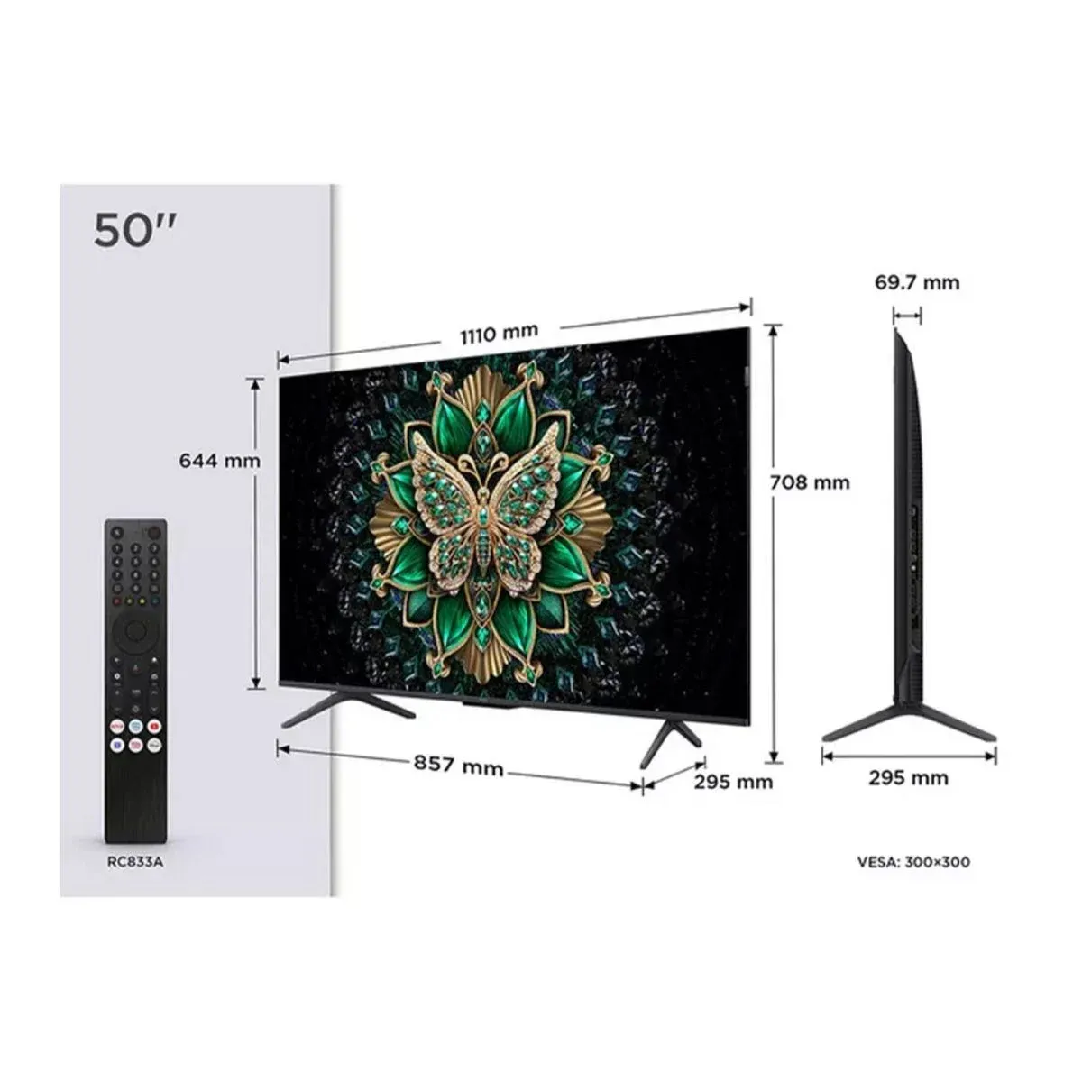 TCL - TELEVISOR TCL 50'' QD-MINILED UHD 4K GOOGLE TV 50C6KS 2025