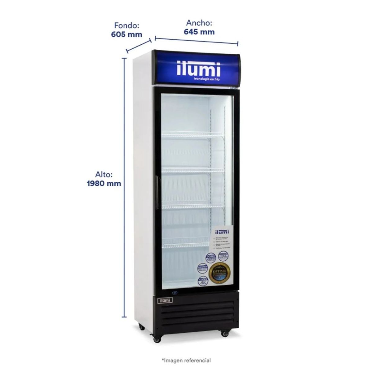 ILUMI - Exhibidor - Visicooler Ilumi Vertical 350Lt 1 Puerta Vidrio BC-3500