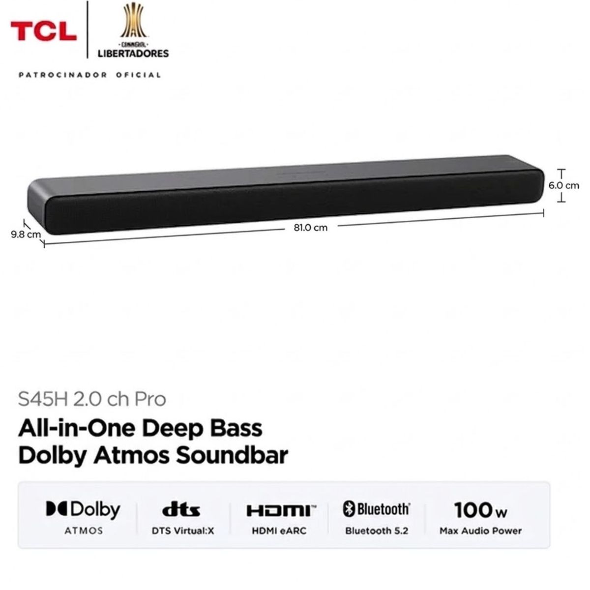 TCL - Soundbar TCL Bluetooth 2.0 S45H Negro