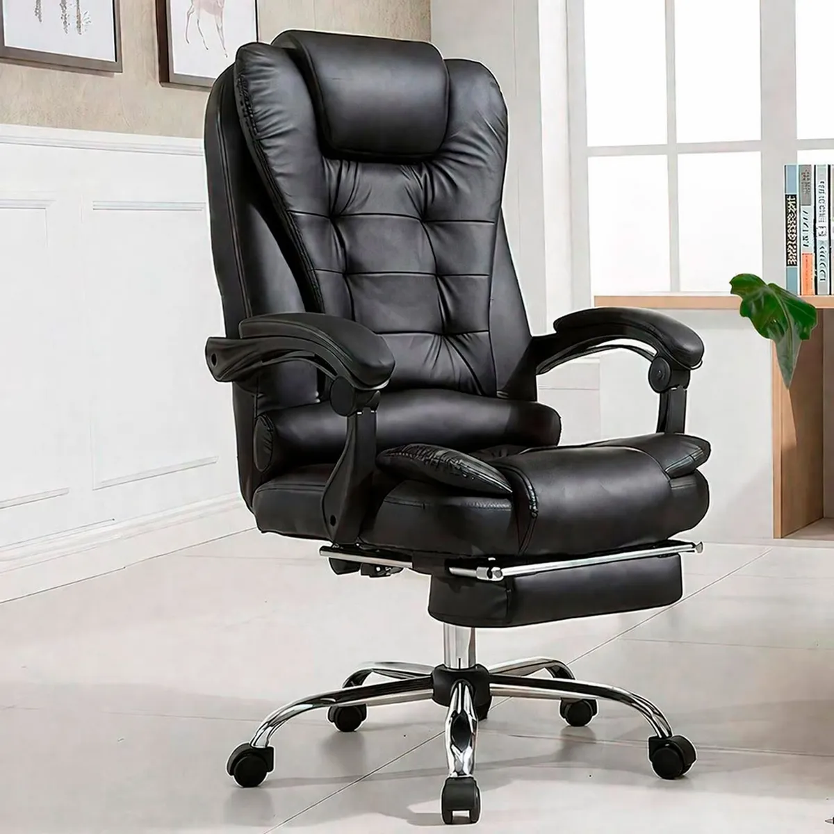 GENERICO - Silla de Escritorio Ergonómica Presidente Reclinable con Reposapiés y Soporte Lumbar DC-483