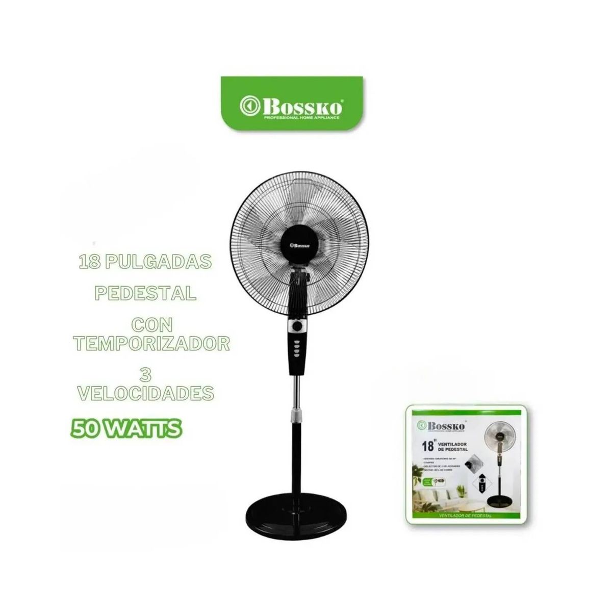 BOSSKO - Ventilador Pedestal 18 Bossko Bk-8459vn