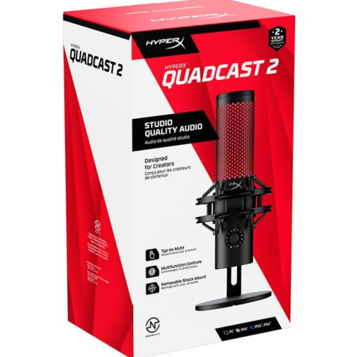 HYPERX - MICROFONO HYPERX QUADCAST 2 ( N62064-001 872V1AA ) USB - NEGRO ROJO