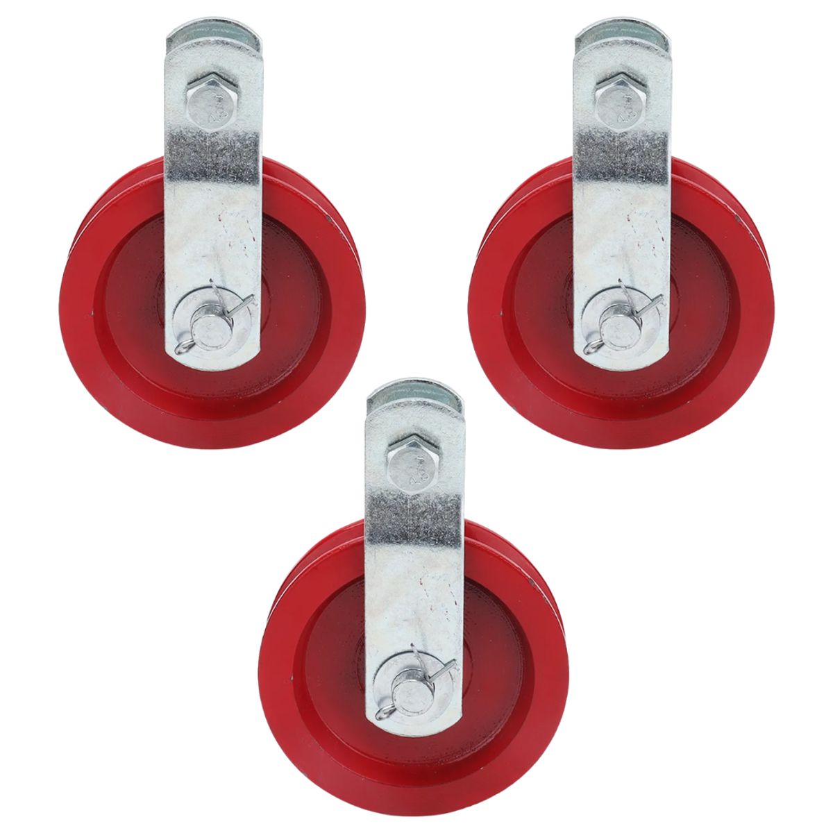 GENERICO - PACK X3 POLEA METÁLICA CON RUEDA ROJA 3.5