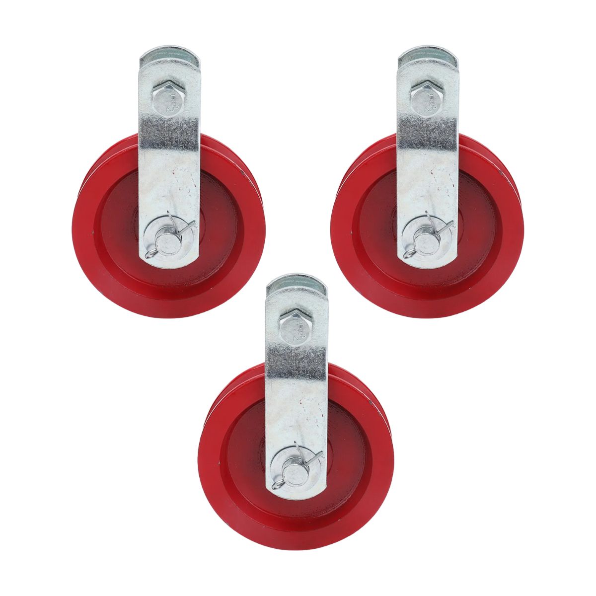GENERICO - PACK X3 POLEA METÁLICA CON RUEDA ROJA 3.5