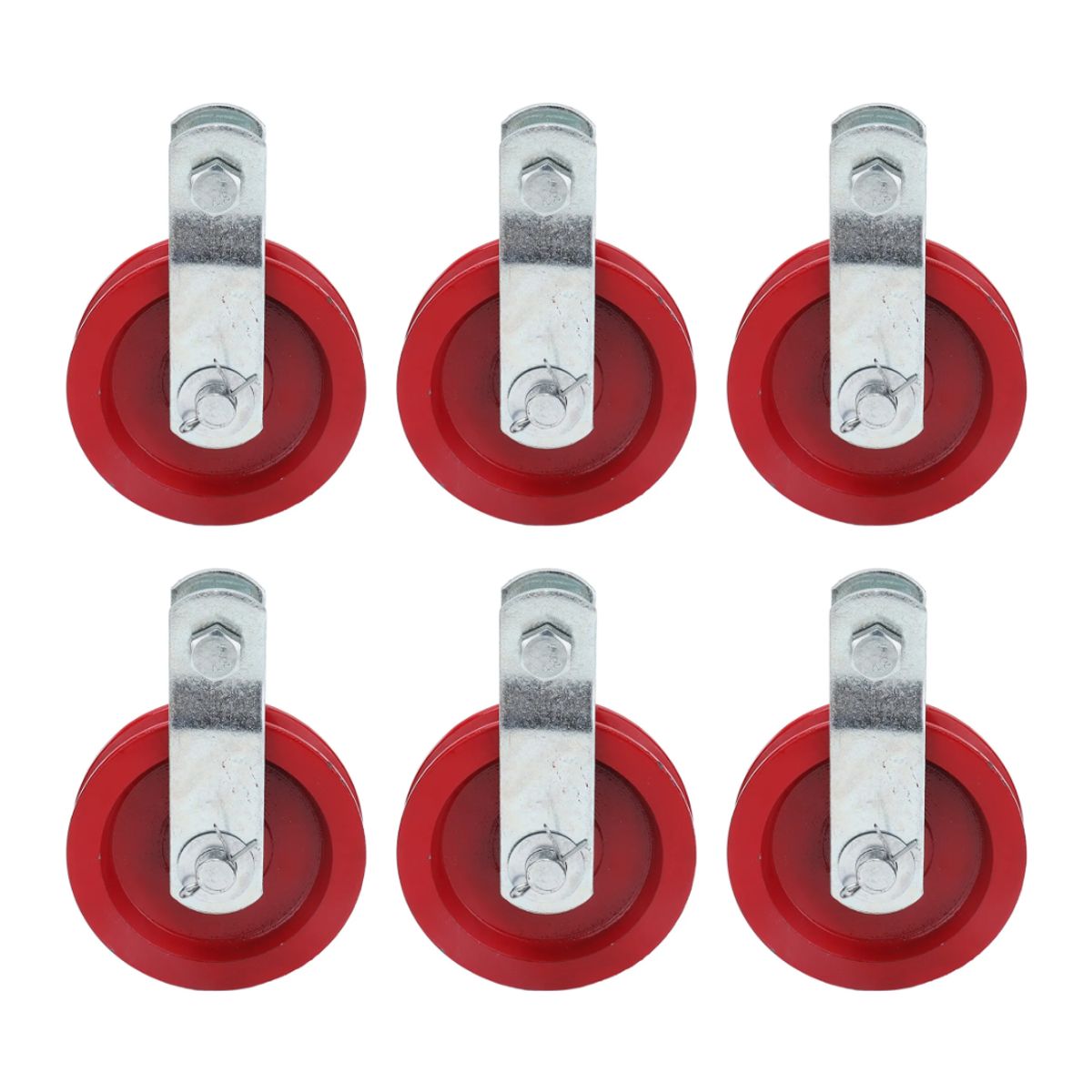 GENERICO - PACK X6 POLEA METÁLICA CON RUEDA ROJA 3.5