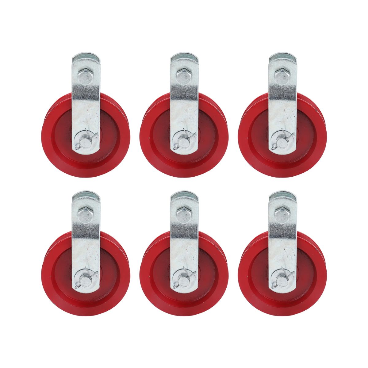 GENERICO - PACK X6 POLEA METÁLICA CON RUEDA ROJA 3.5