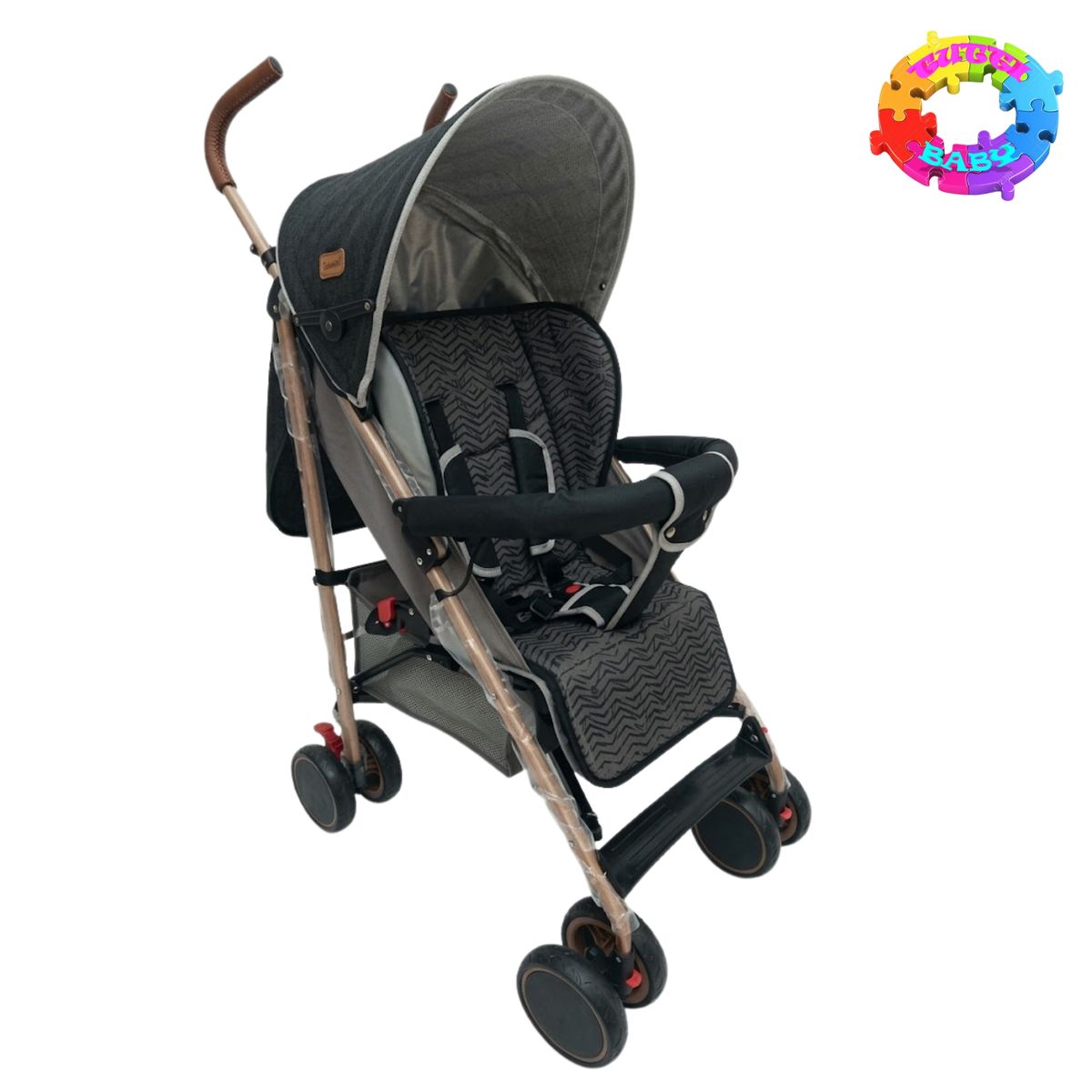 HI BABY - COCHE BASTON  BABY  FLIPPER  CON DOBLE COLCHON REVERSIBLE  BF - 103 - NEGRO