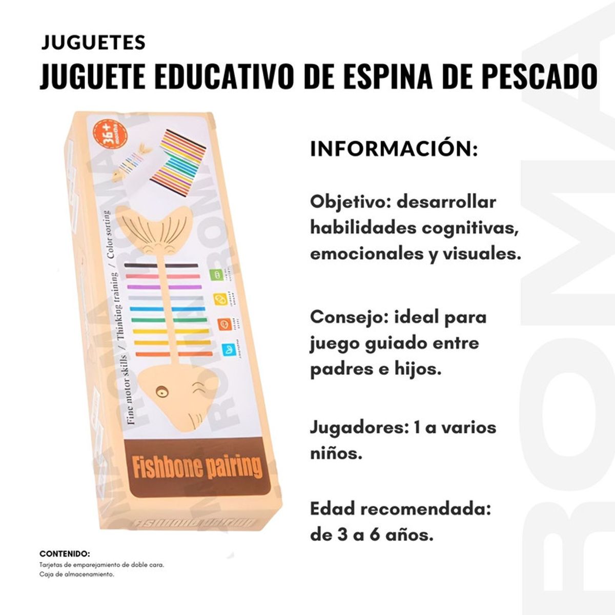 GENERICO - JUGUETE EDUCATIVO DE MADERA ESPINA DE PESCADO
